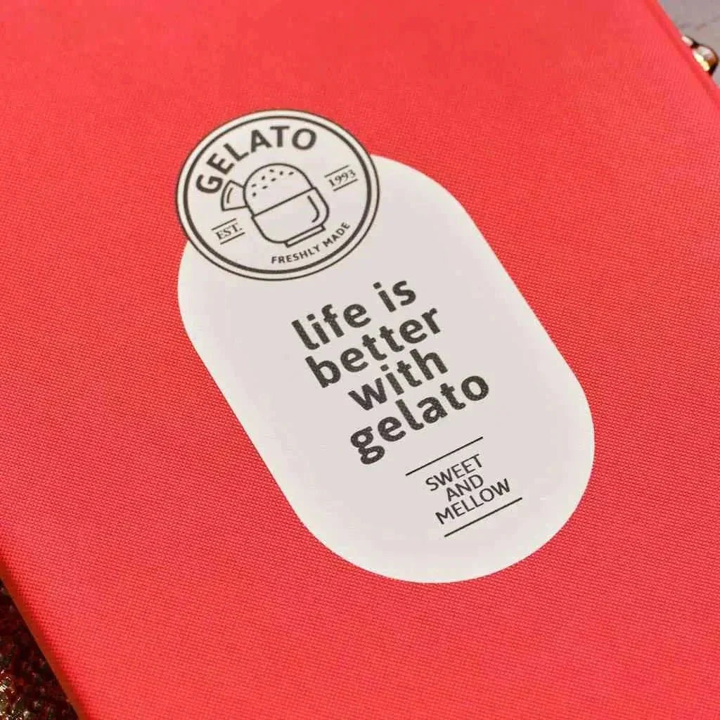 Red fabric menu cover with custom UV printing for restaurants
