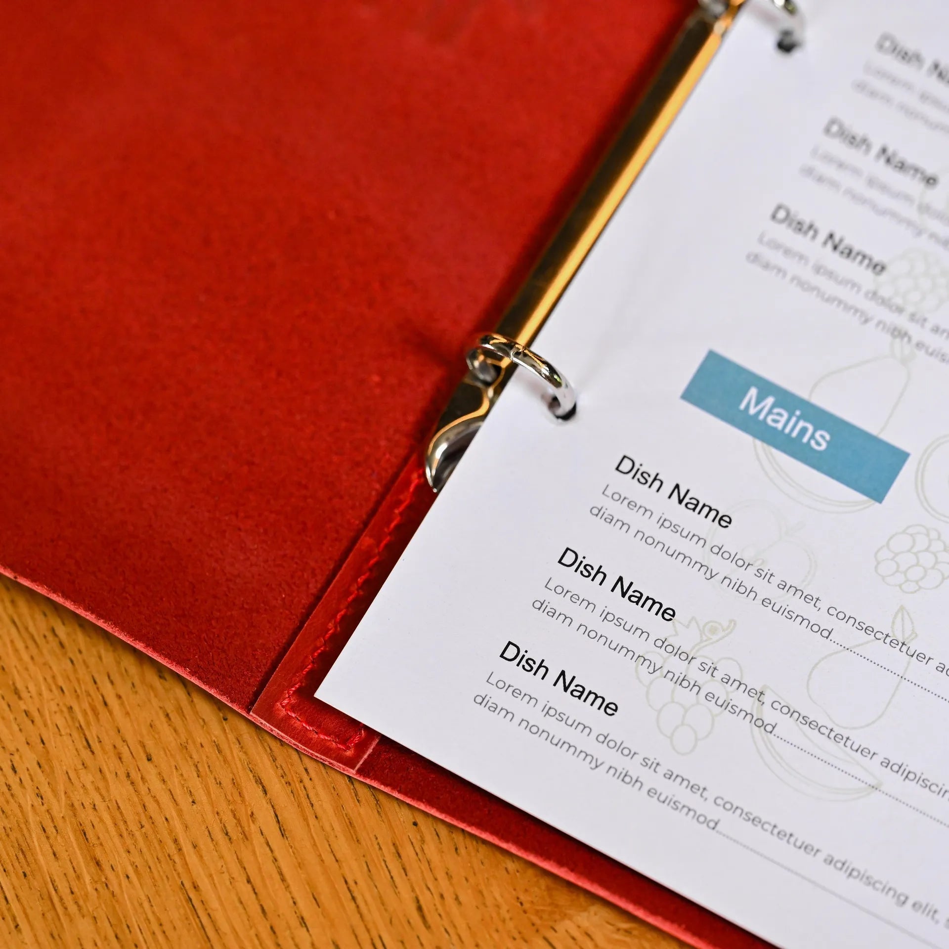 Basic Leather Menu Holder with Ring Binder Mechanism with Crazy Horse leather (LM01A5) - inkohoreca - shop