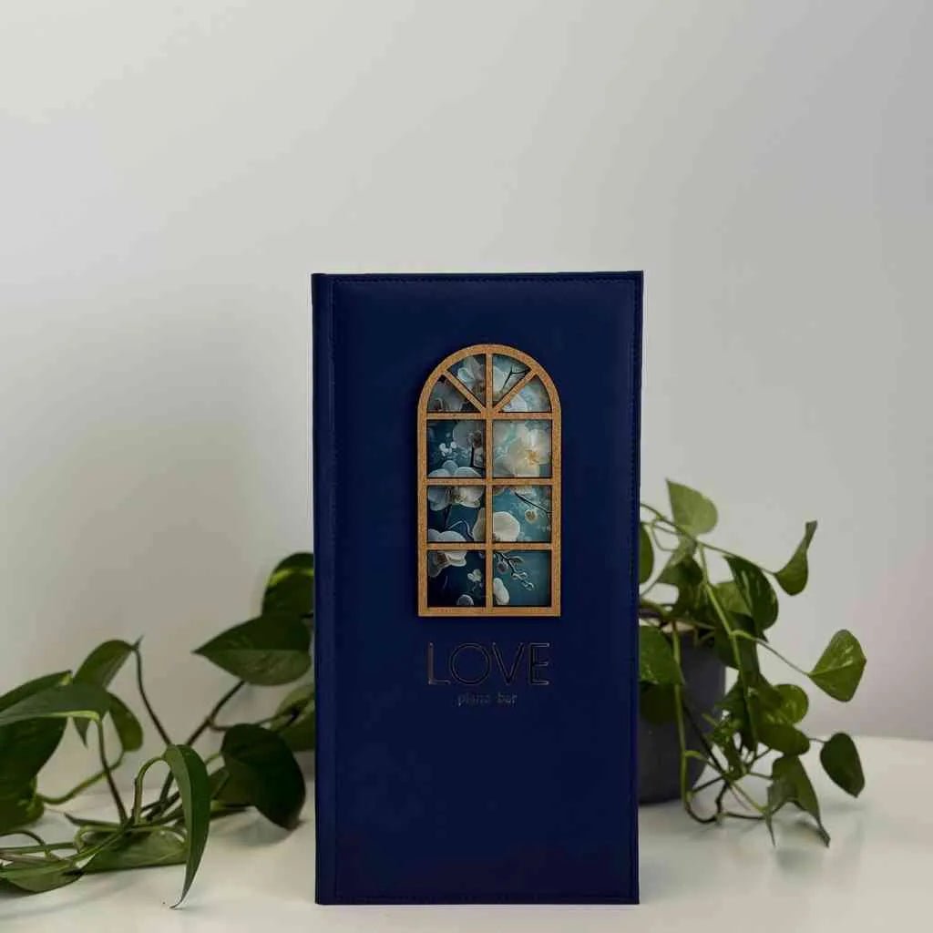 Custom Menu Cover with Debossing, UV-DTF print and plywood Window - inkohoreca - shop