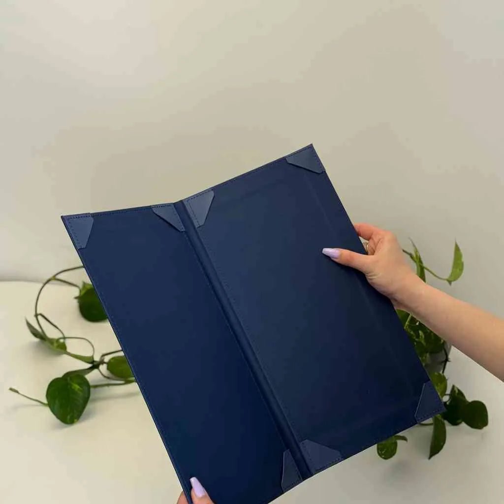 Custom Menu Cover with Debossing, UV-DTF print and plywood Window - inkohoreca - shop