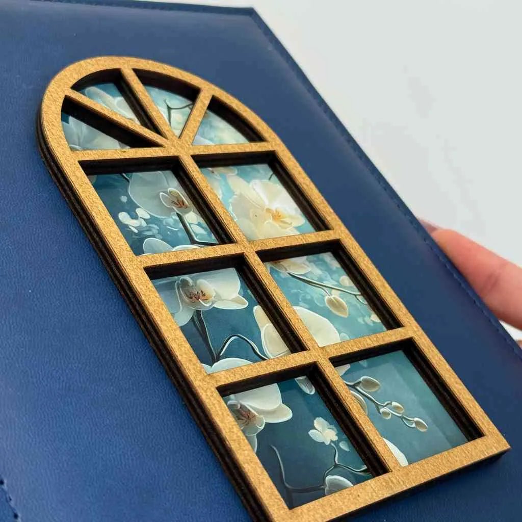 Custom Menu Cover with Debossing, UV-DTF print and plywood Window - inkohoreca - shop