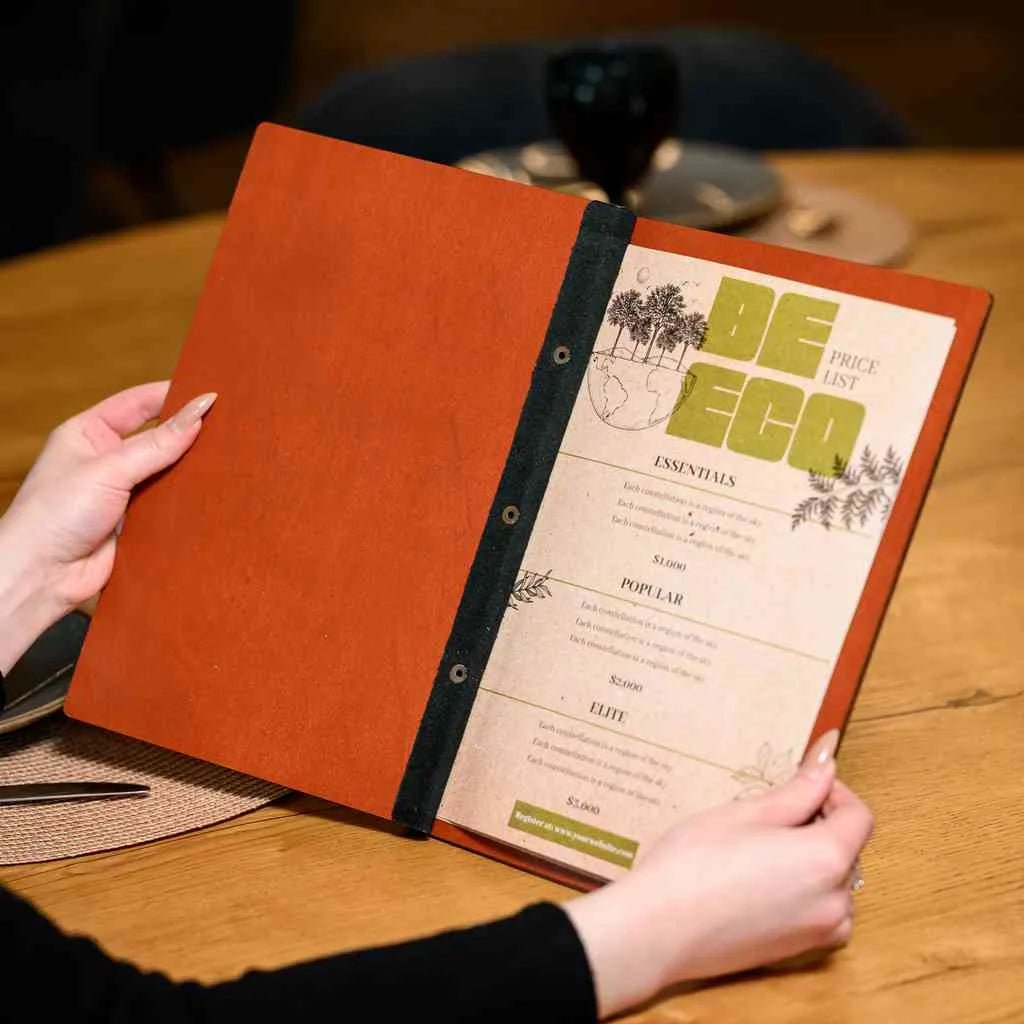 Custom Wooden Menu Holder in Mahagon color (M01A2-M) - inko-shop