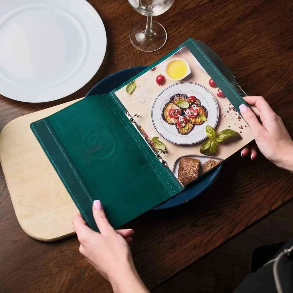 Leather Menu Folder with Ring Binder Mechanism (LM04A5) - inkohoreca - shop