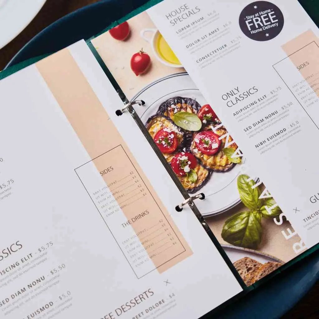 Leather Menu Folder with Ring Binder Mechanism (LM04A5) - inkohoreca - shop