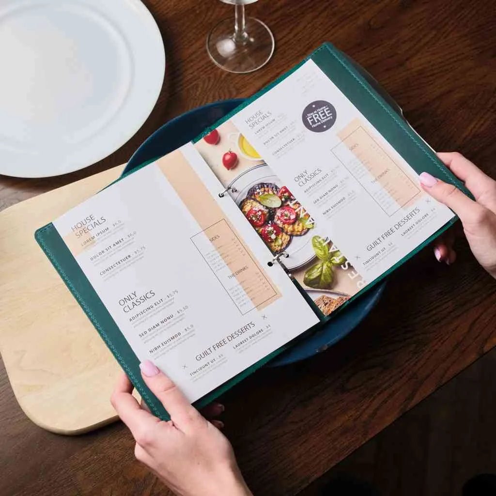 Leather Menu Folder with Ring Binder Mechanism (LM04A5) - inkohoreca - shop