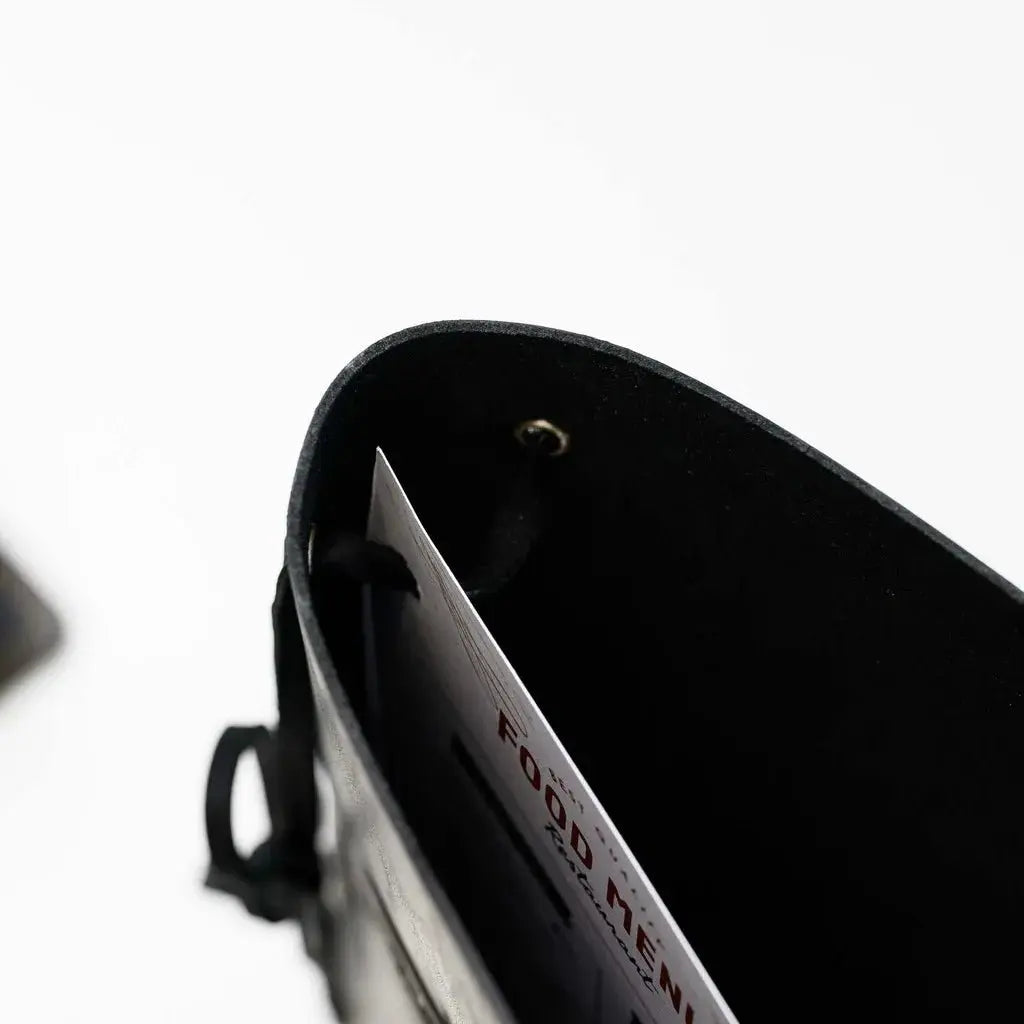 Elegant leather menu covers for upscale restaurants.