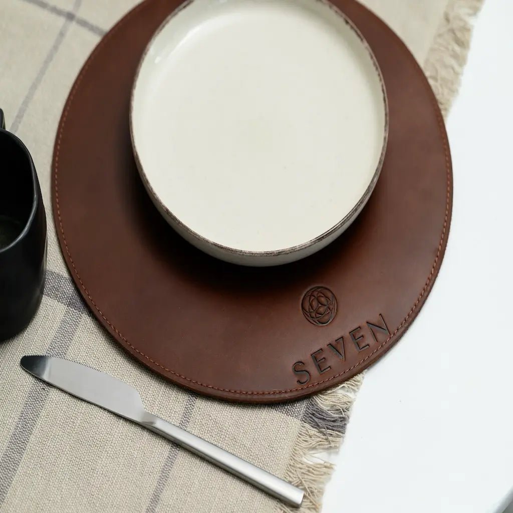 Round leather placemats for restaurants - Inko Horeca Accessories