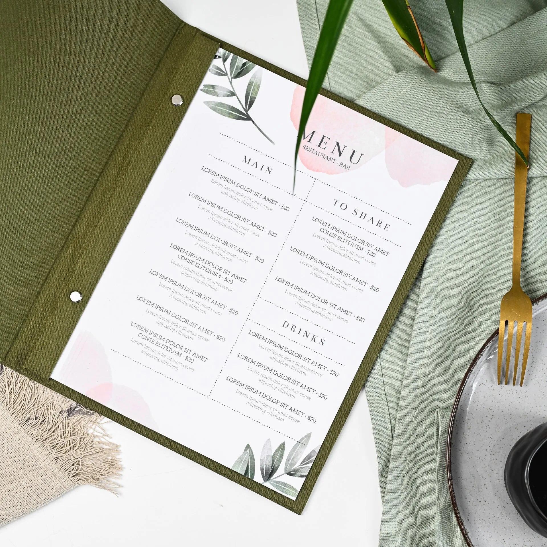 Textile Menu Holder (TM02A4) - inkohoreca - shop