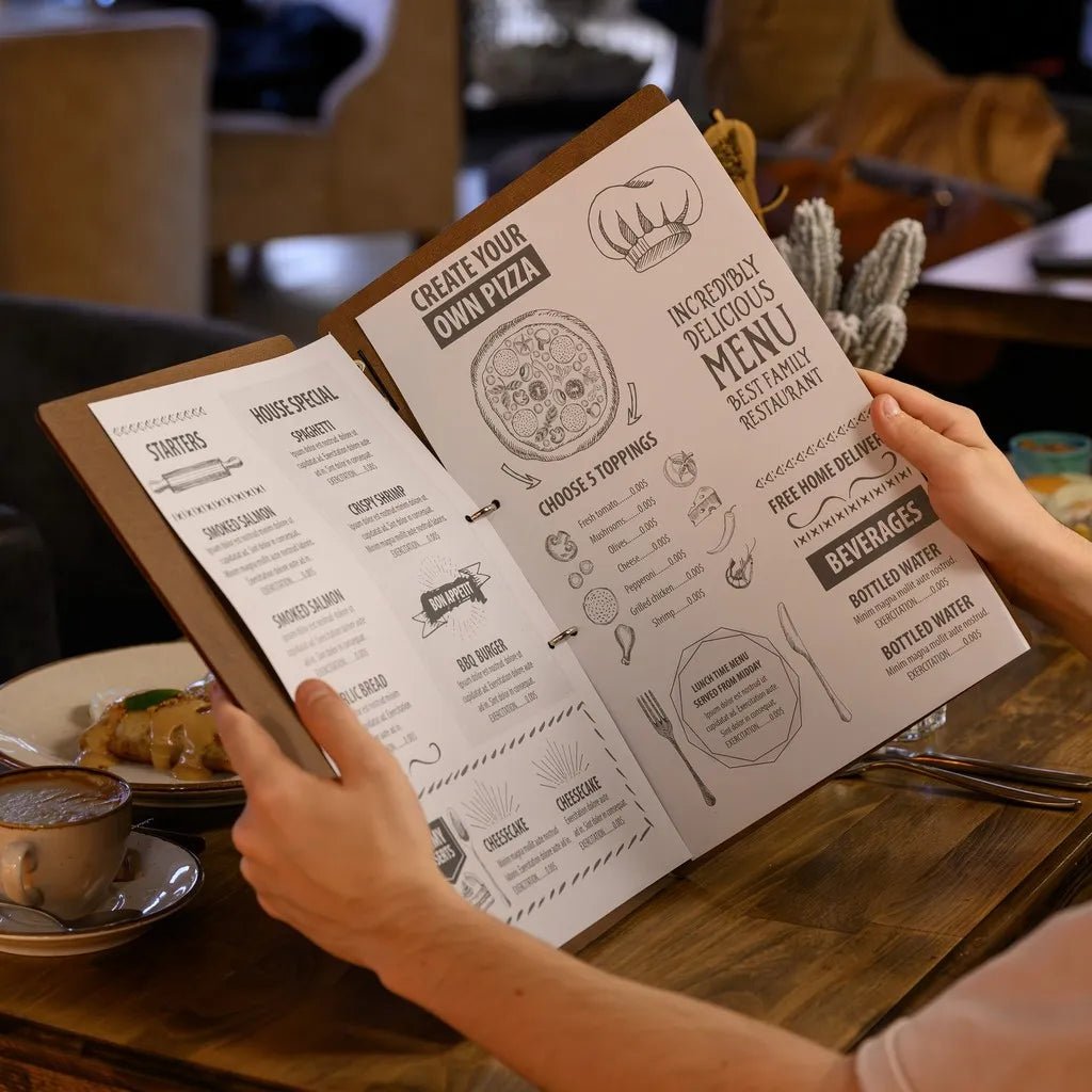 High-end menu folders for restaurants for organized menus.