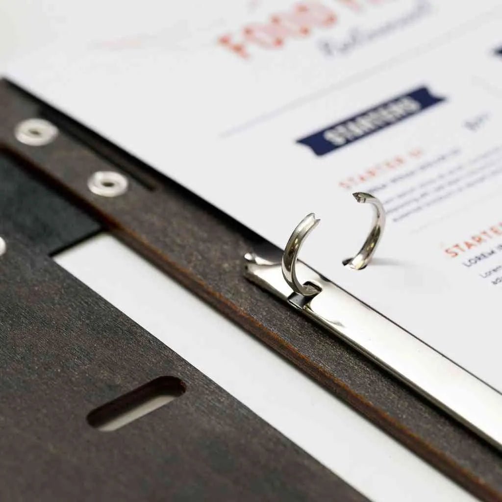 Wooden Menu Holder with Ring Binder Mechanism (M04A2) - inkohoreca - shop