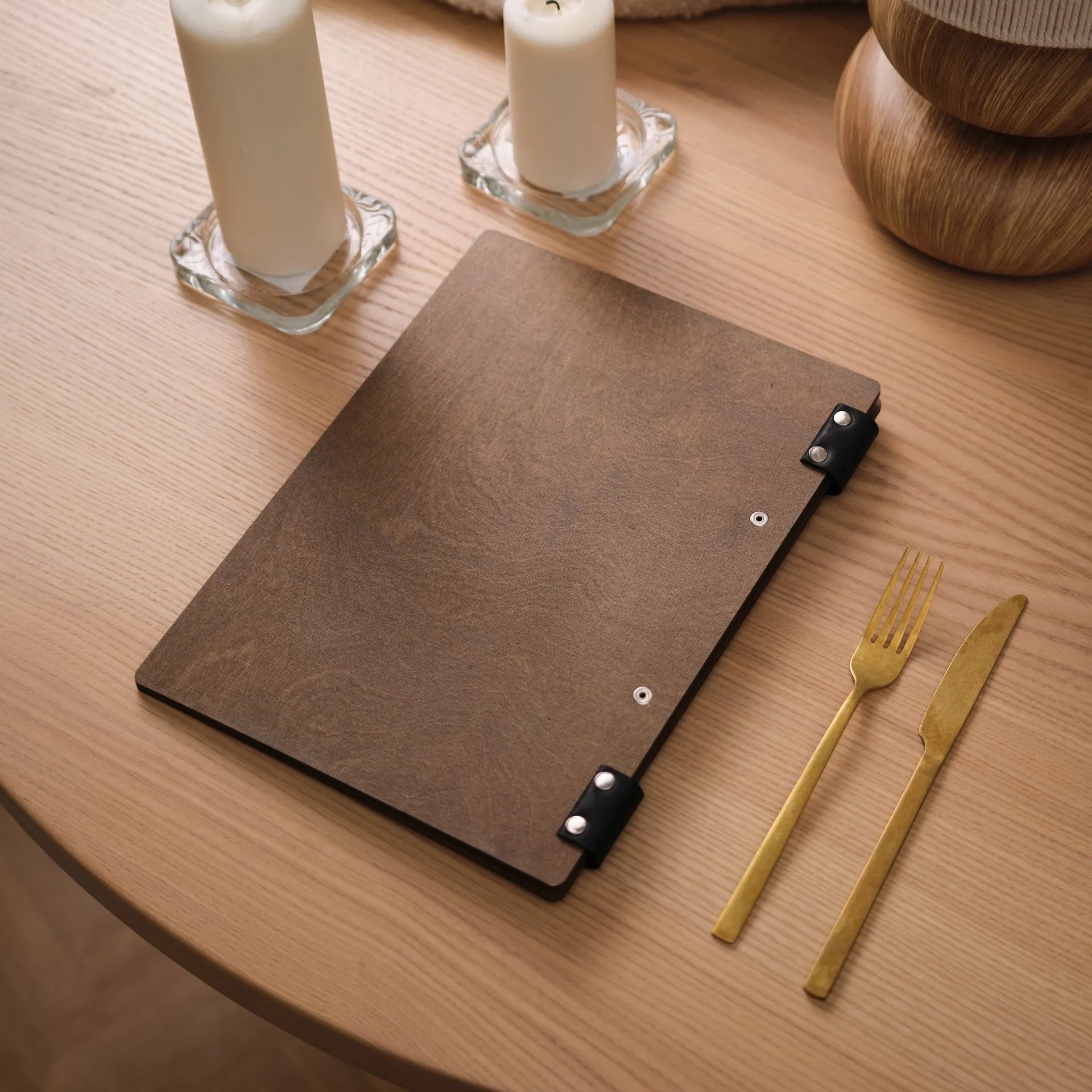 Wooden Menu Holder with Ring Binder Mechanism (M04A4) - inkohoreca - shop