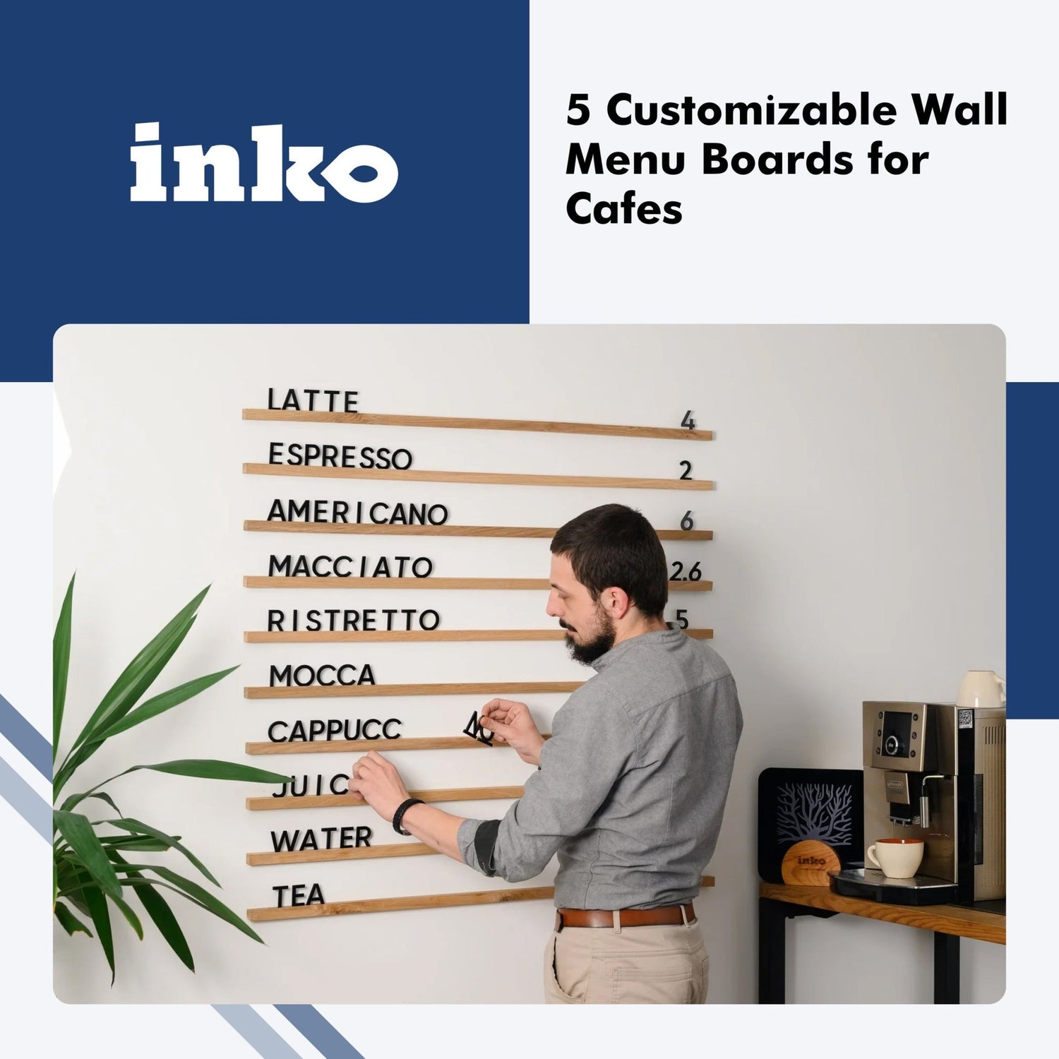 5 Customizable Wall Menu Boards for Cafes - inkohoreca-shop