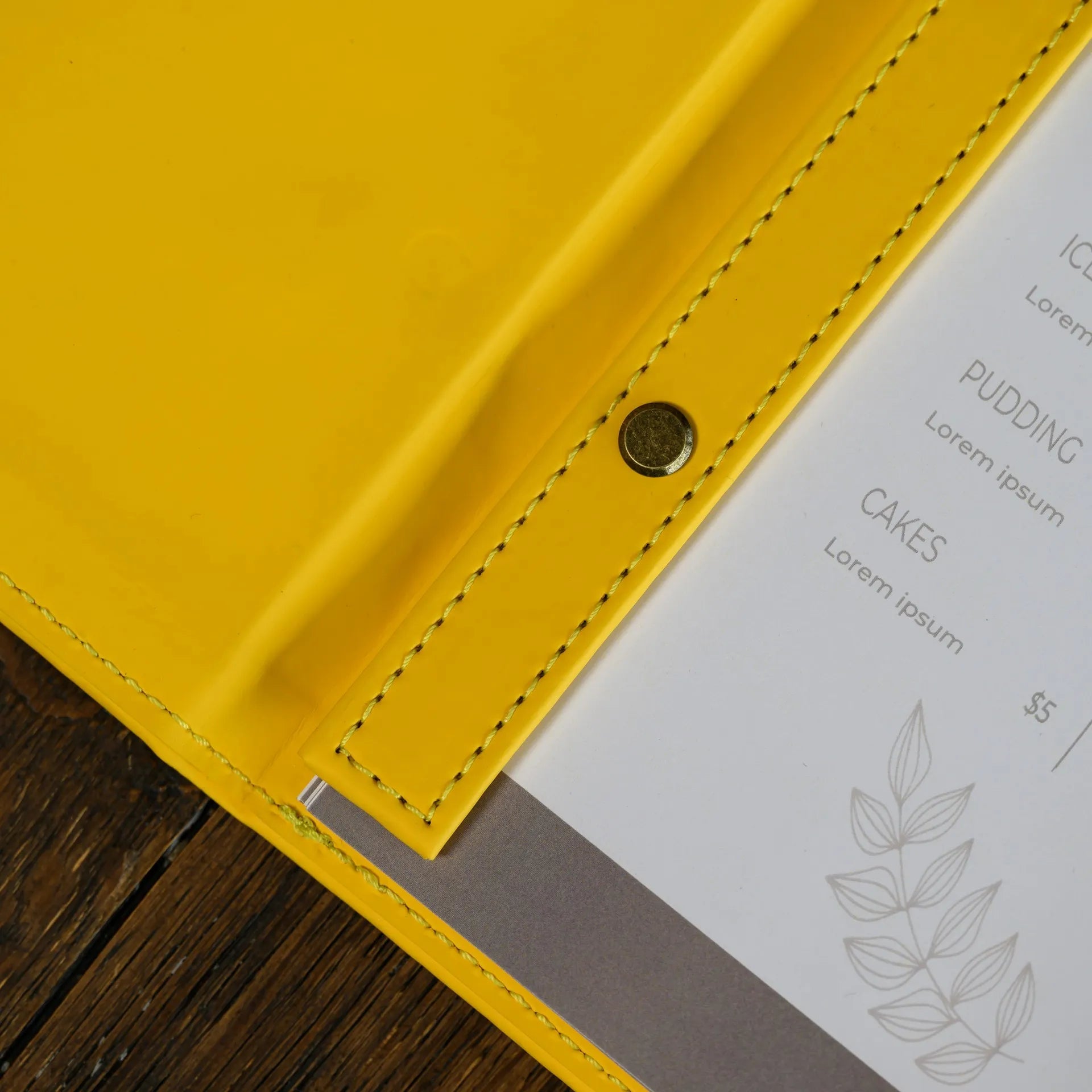 Faux/PU Leather Menu Cover with sheets attached by Screws and a Plank - inkohoreca-shop