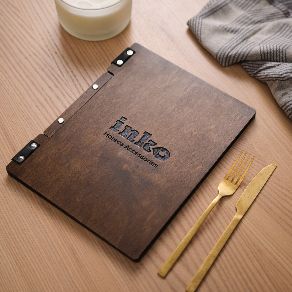 Wooden Menu Holders suitable for Letter or A4 Sheets - inkohoreca-shop
