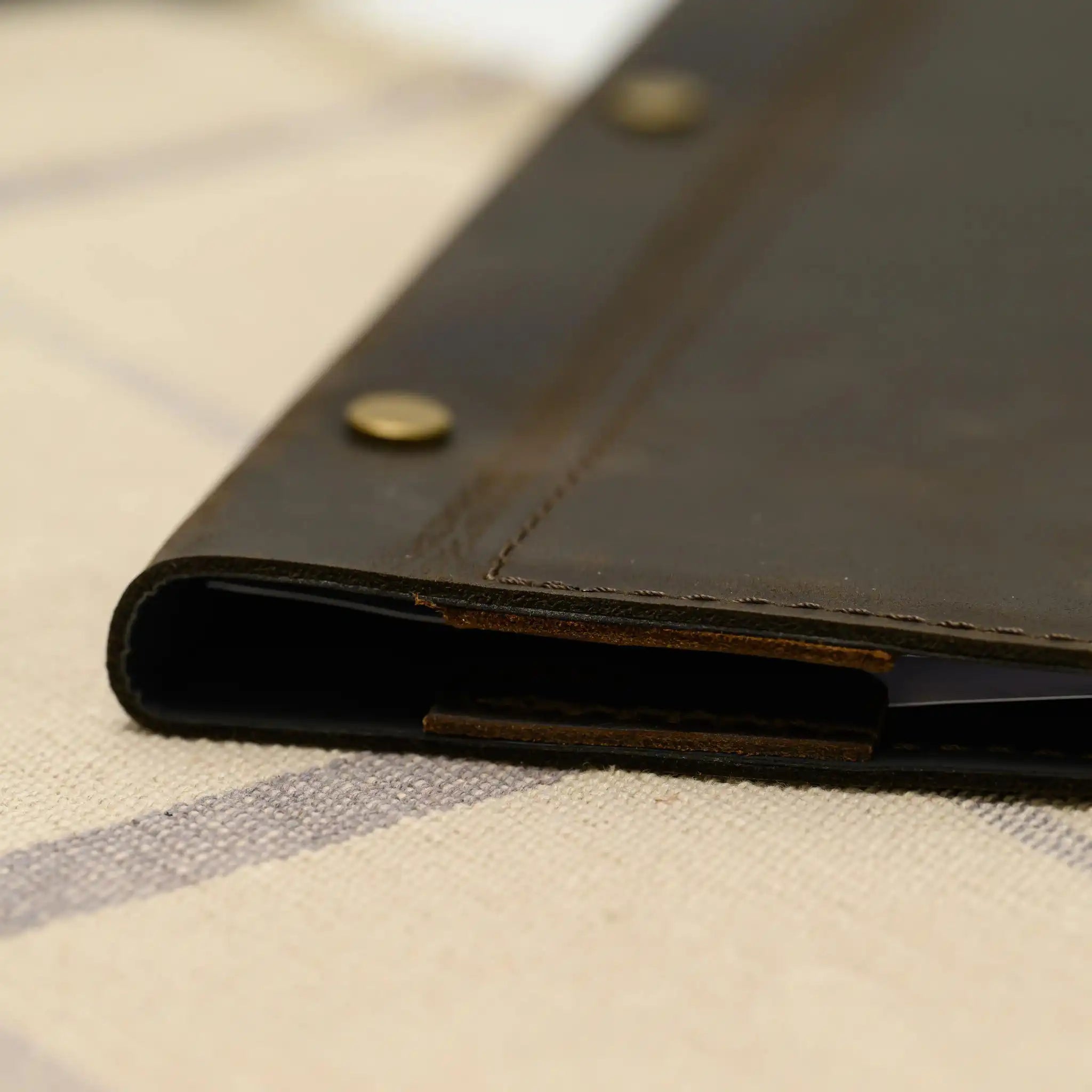 Hardcover Leather Menu Holder With Screws and Corner Fixings suitable for US Letter Sheets