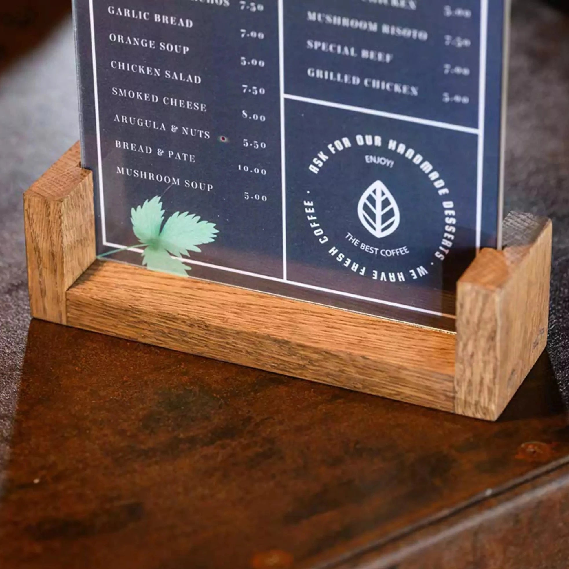 Wooden Acrylic Table Stand Menu Holder