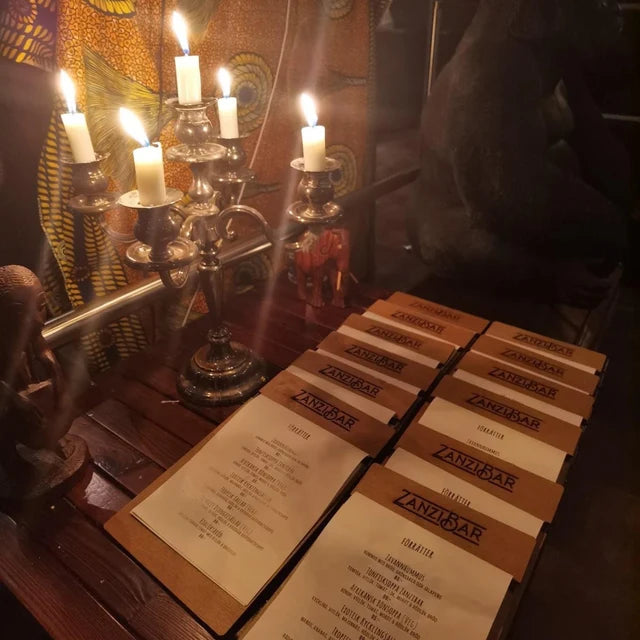 ZanziBar — Custom branded woodwork: menu folders & QR stands