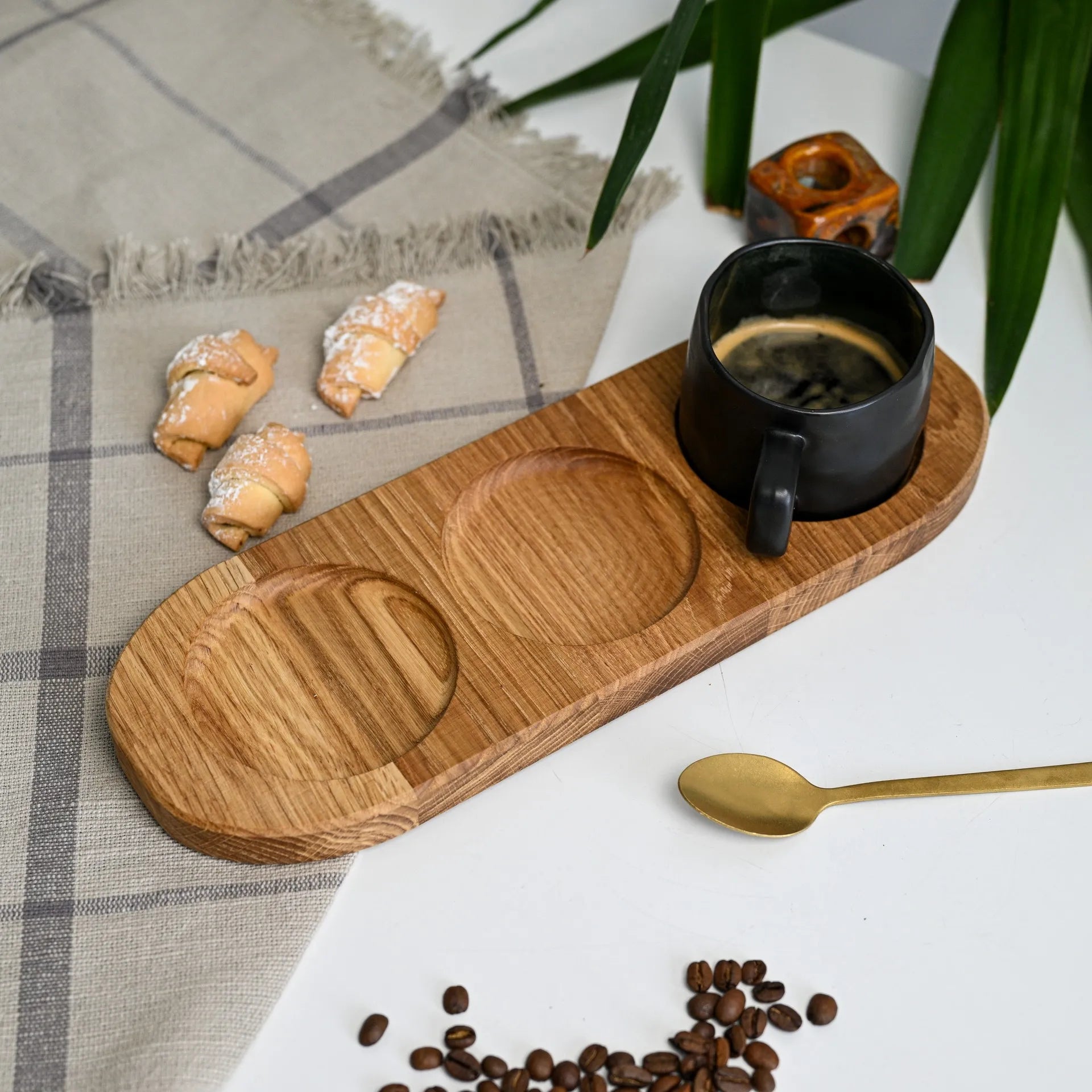 Rustic wood serving board for kitchen use, perfect for preparing and serving food with a touch of rustic elegance.
