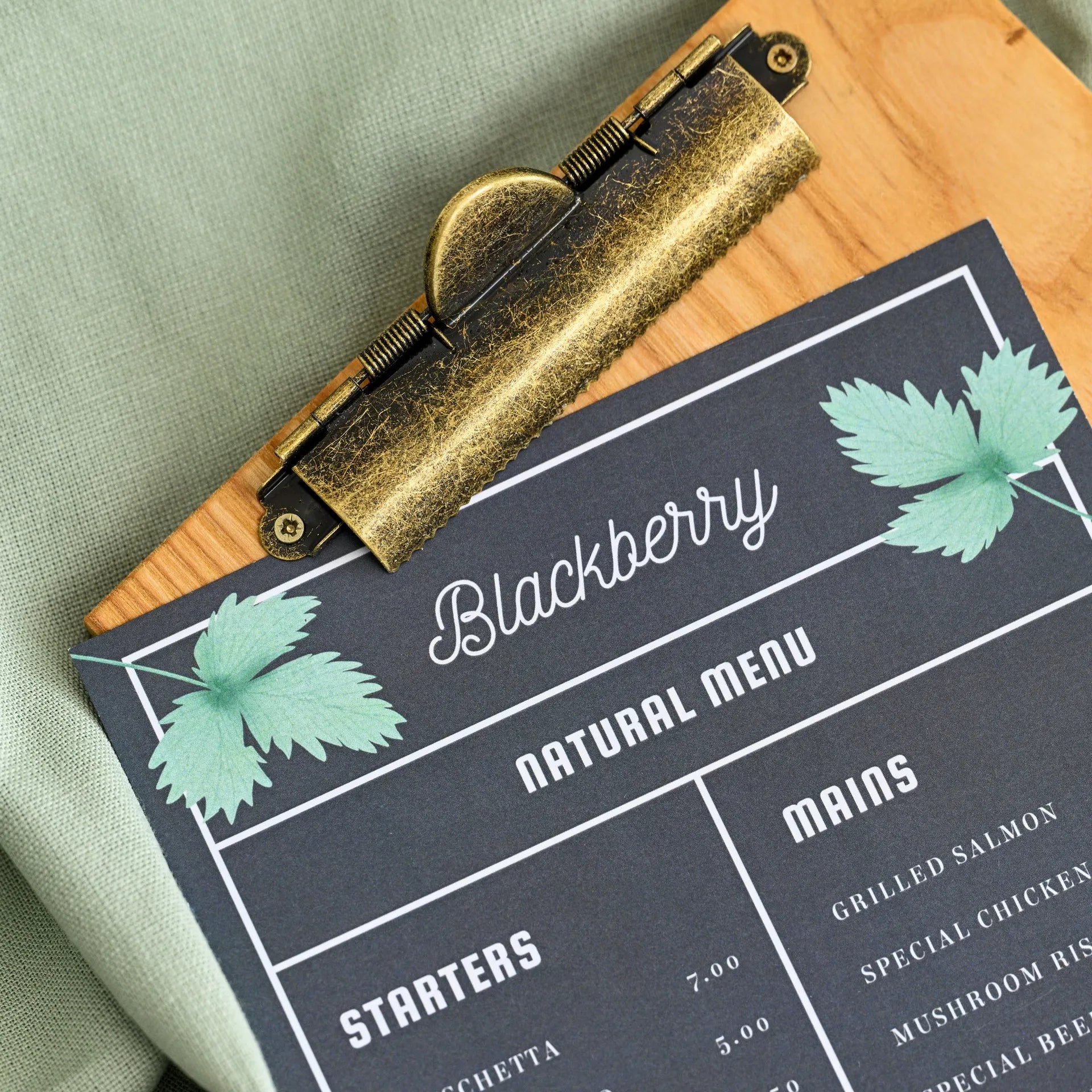 Table Stand Menu Holder for A5 Sheets with Brass binder