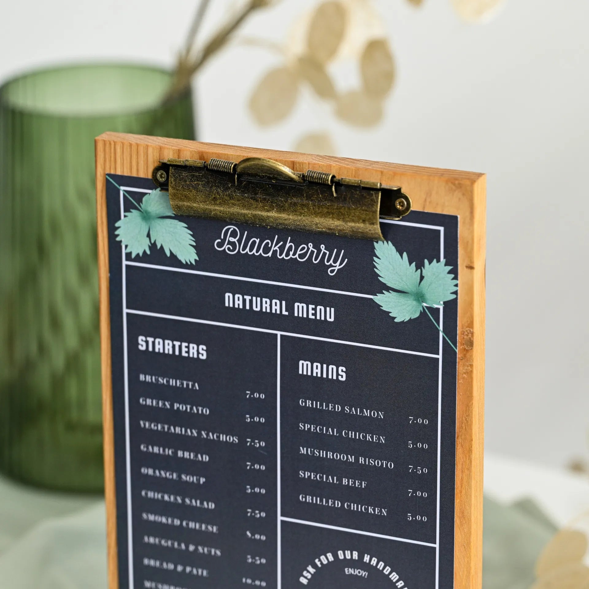 Porte-menu de table pour feuilles A5 avec reliure en laiton