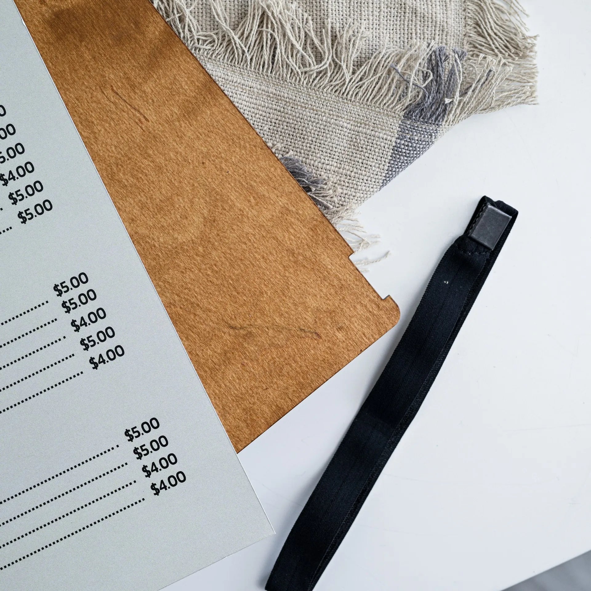 Wooden Menu Board with Band: Combines functionality with aesthetic appeal.