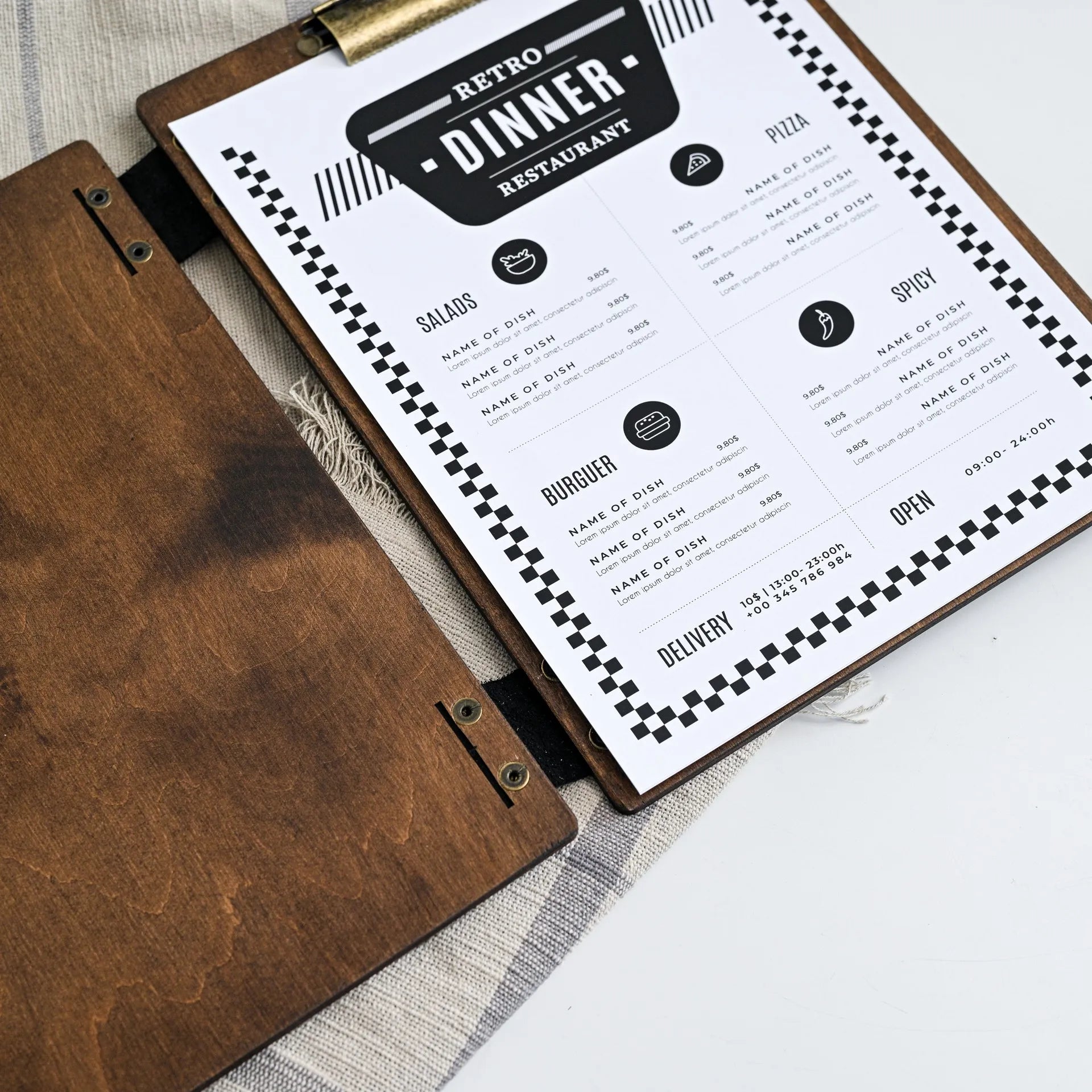 Simplify your menu display with our restaurant menu folder, ensuring a professional and tidy presentation.