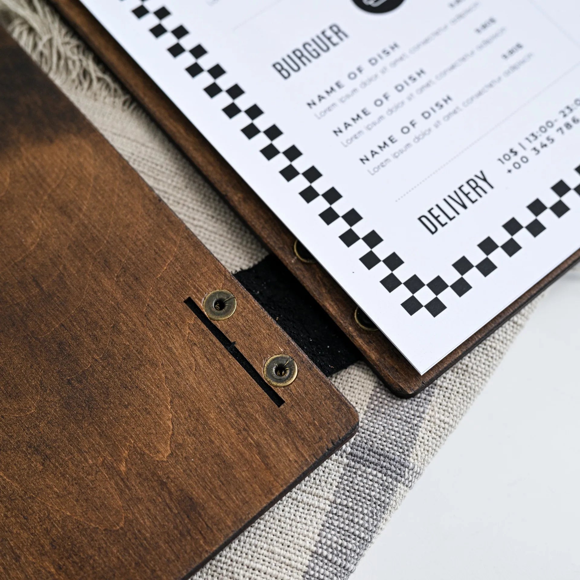 Infuse your restaurant with warmth and character with our engraved wooden menu holder, crafted for timeless style.