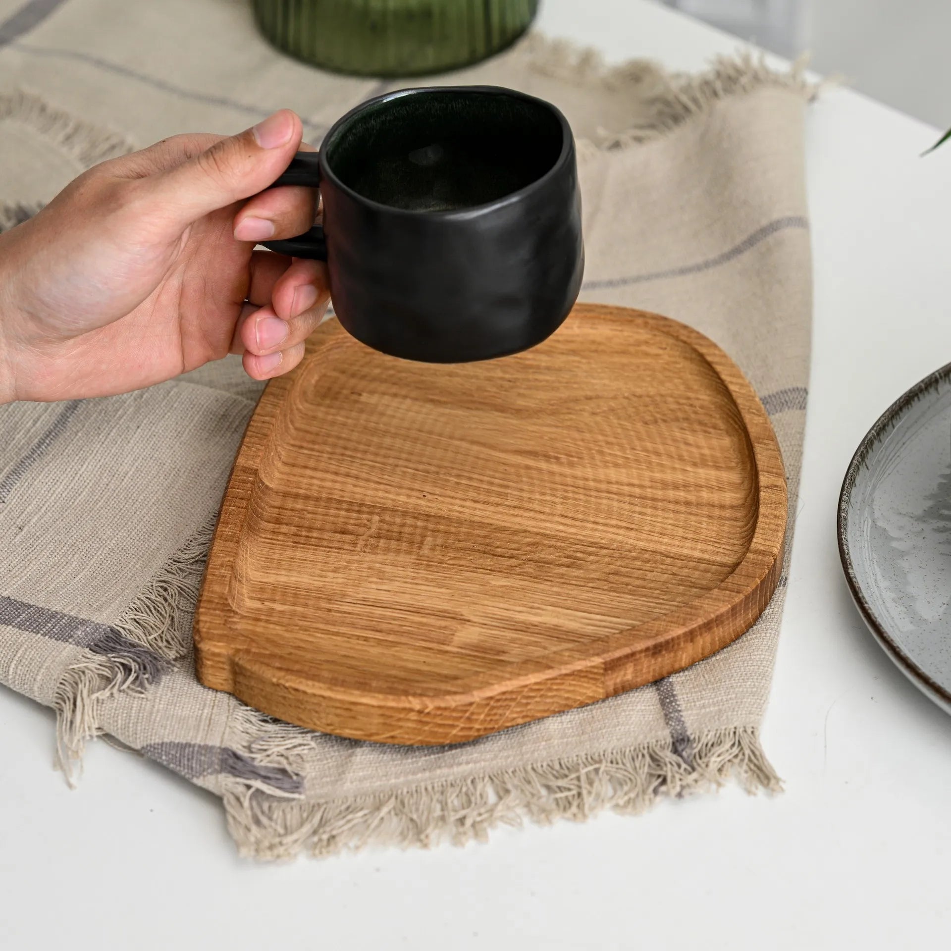 Rustic cafe decorative tray for coffee and tea service