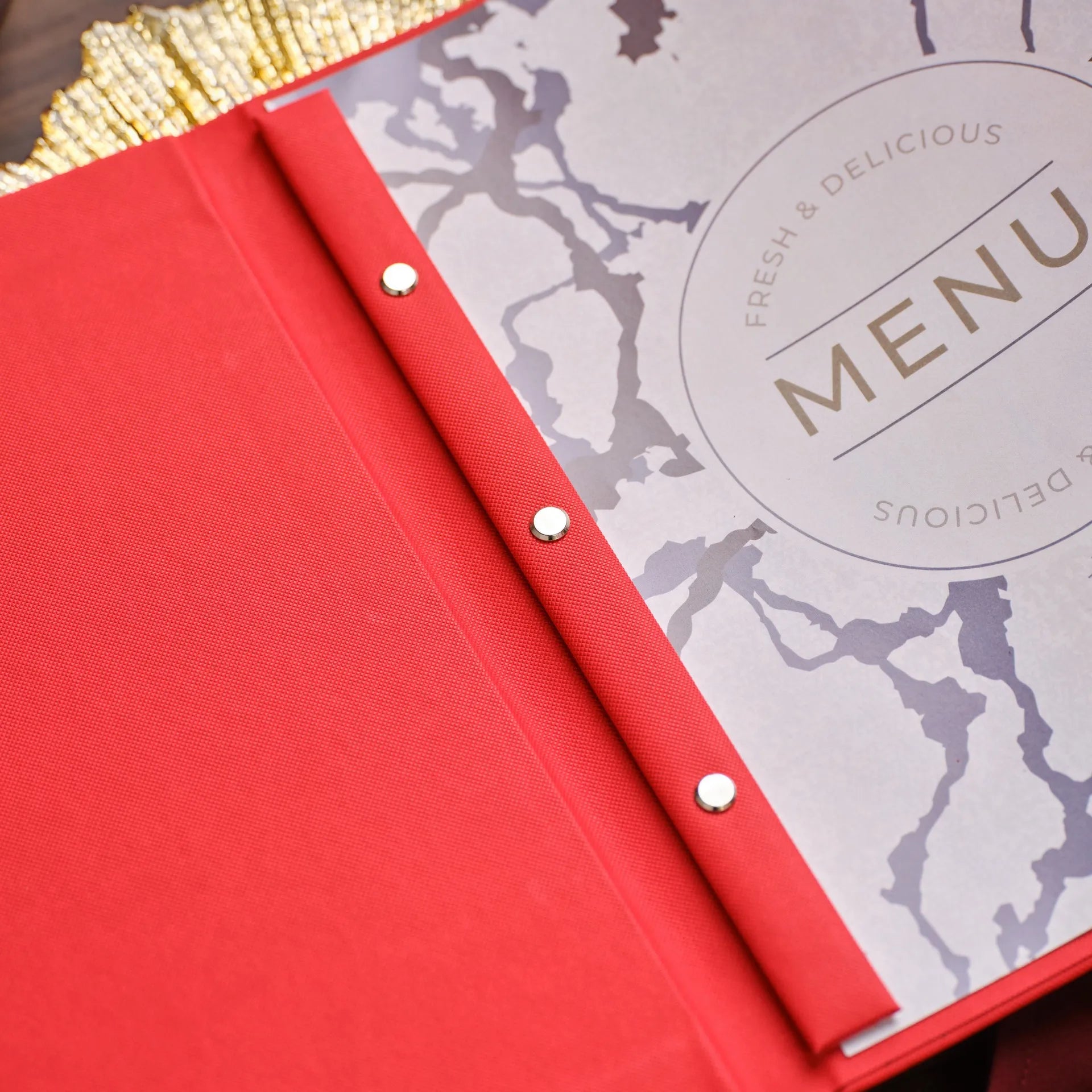 Faux Leather Menu Cover with hidden screws (FM12A4-N)