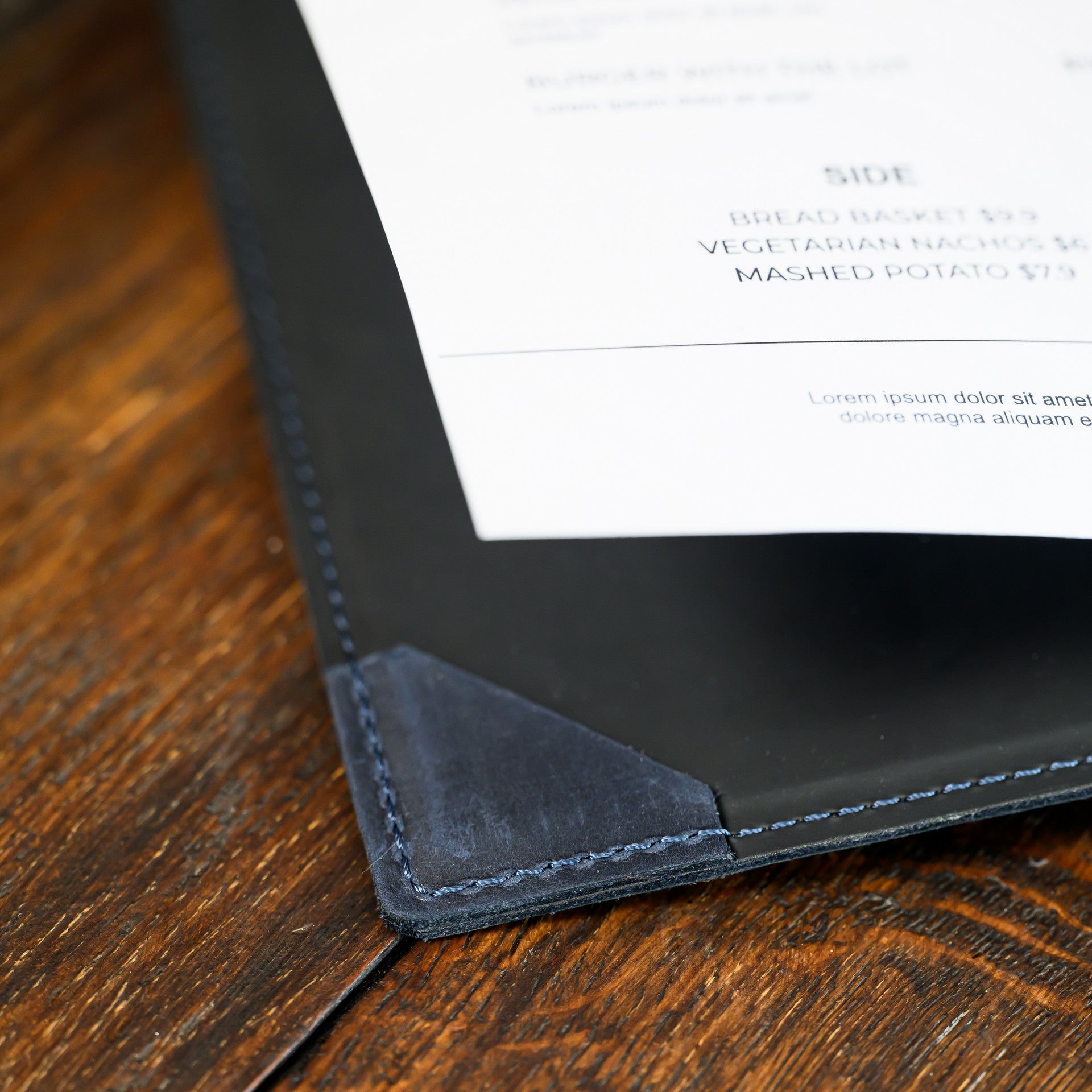 Hardcover Leather Menu Holder With Screws and Corner Fixings suitable for US Letter Sheets