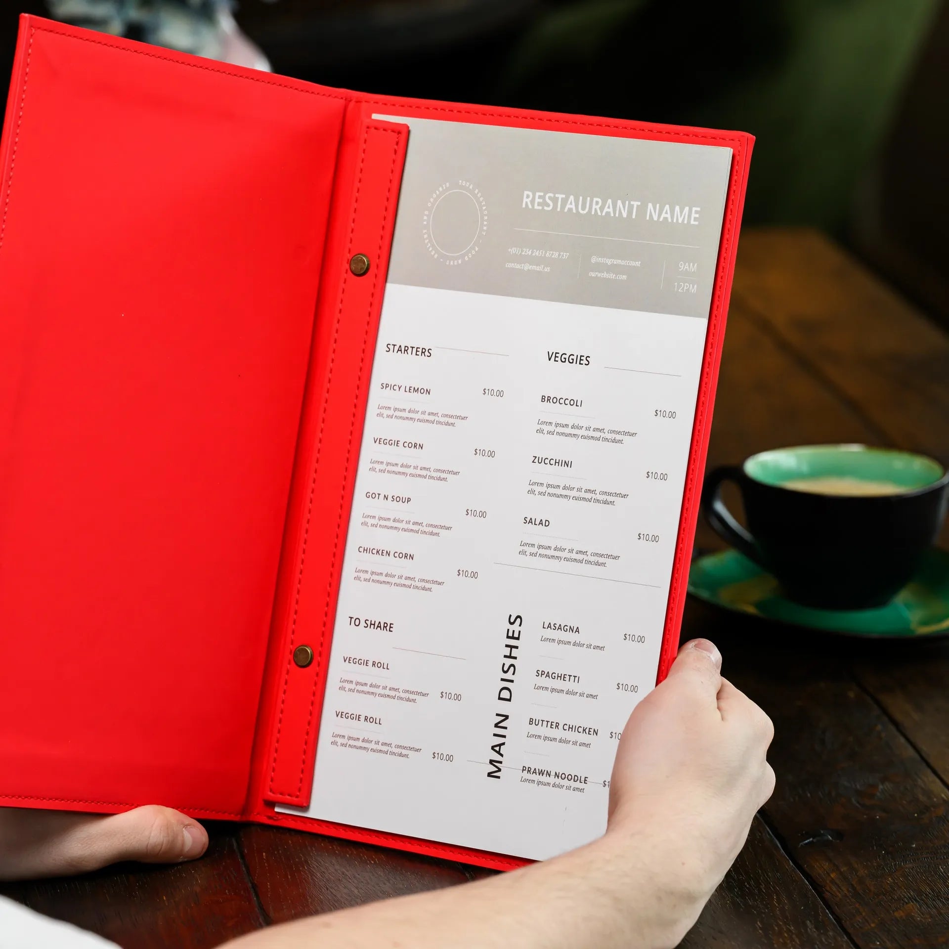 Logo Embossed Menu Sleeve Folder: Elevate your brand with a logo embossed menu sleeve folder, showcasing your restaurant's identity with sophistication.