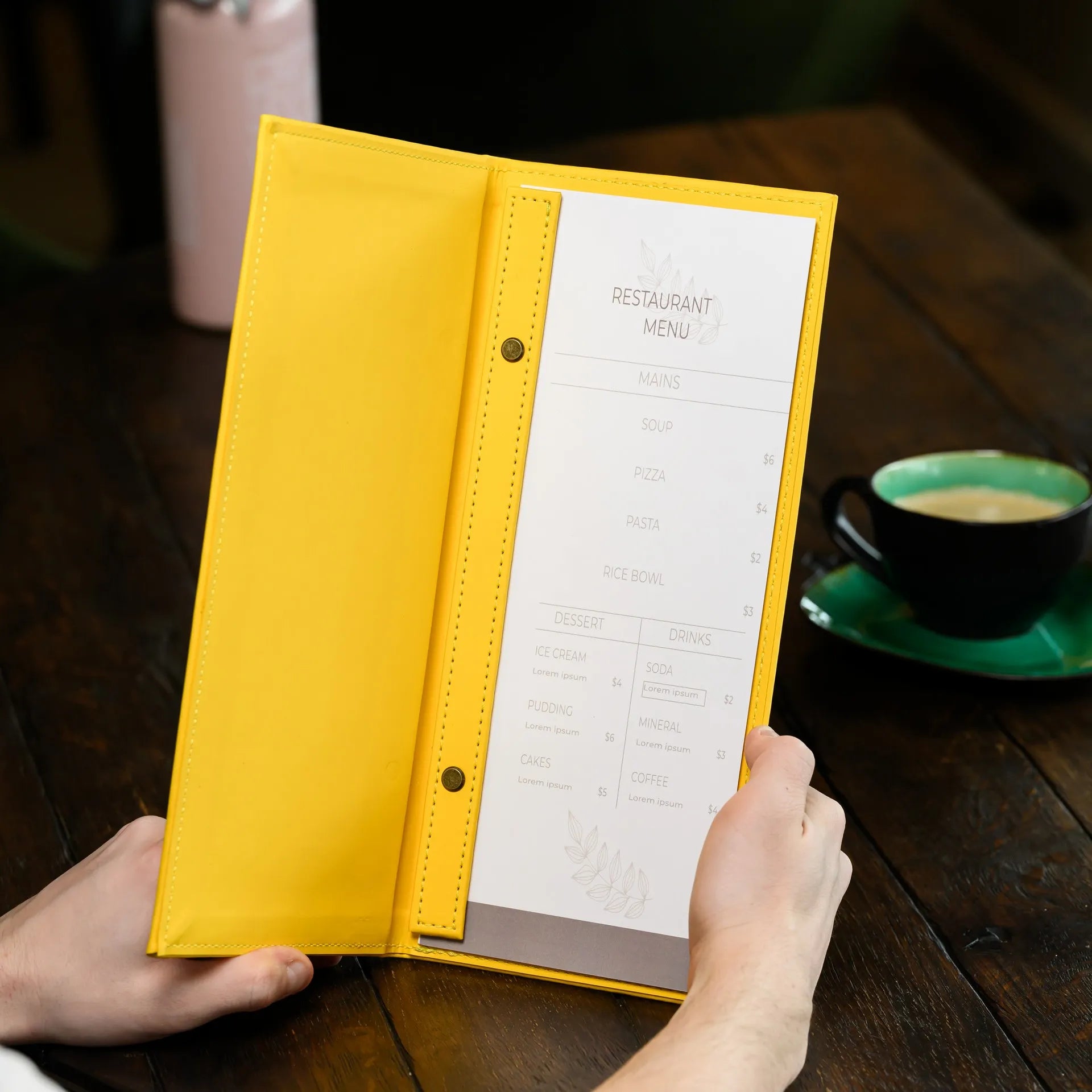 Custom Menu Folio, tailored to your restaurant's theme and vibe, creating a cohesive dining atmosphere for your guests to enjoy, reflecting the unique personality of your establishment.
