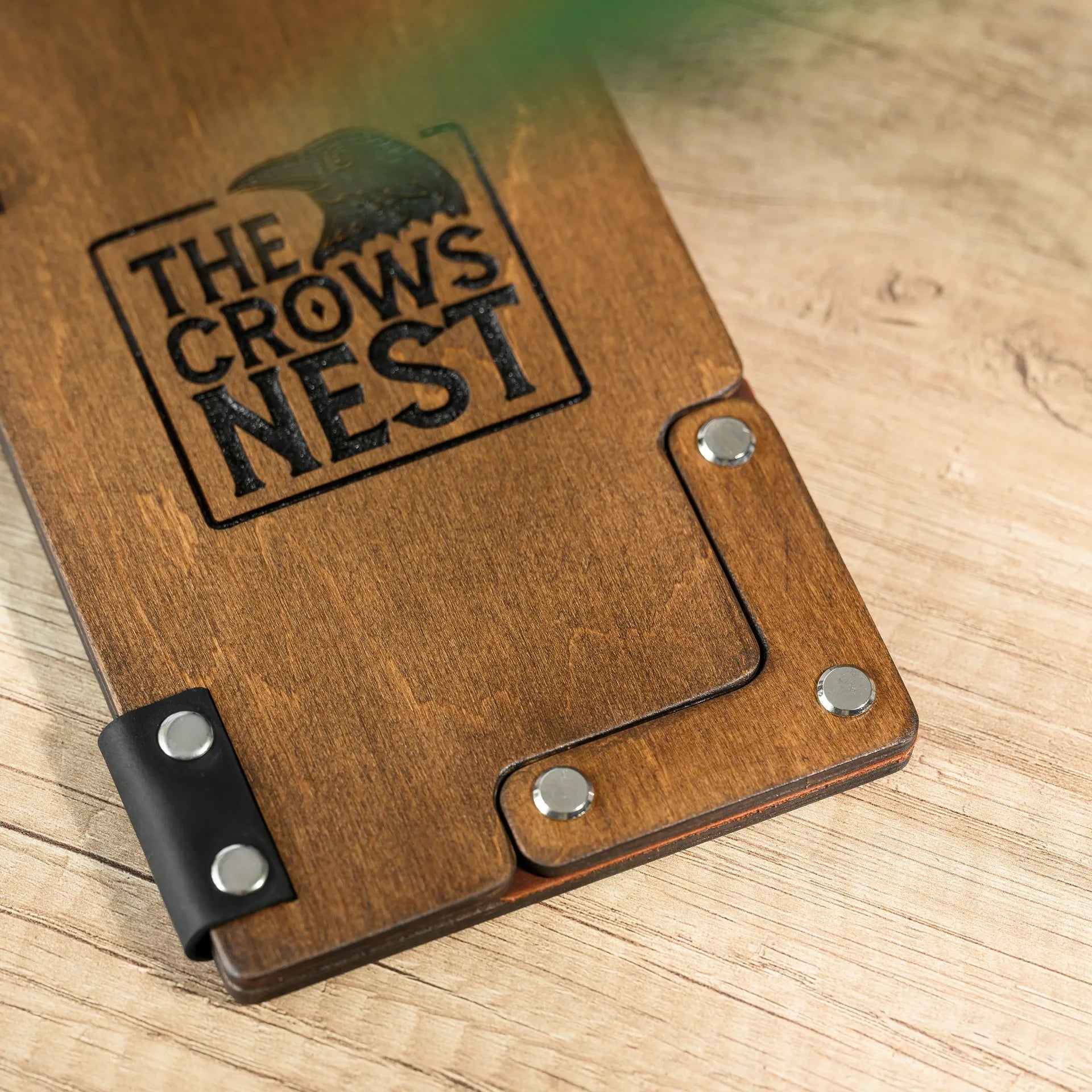 Choose our wooden check holder for its durability and natural charm, perfect for complementing any decor theme.