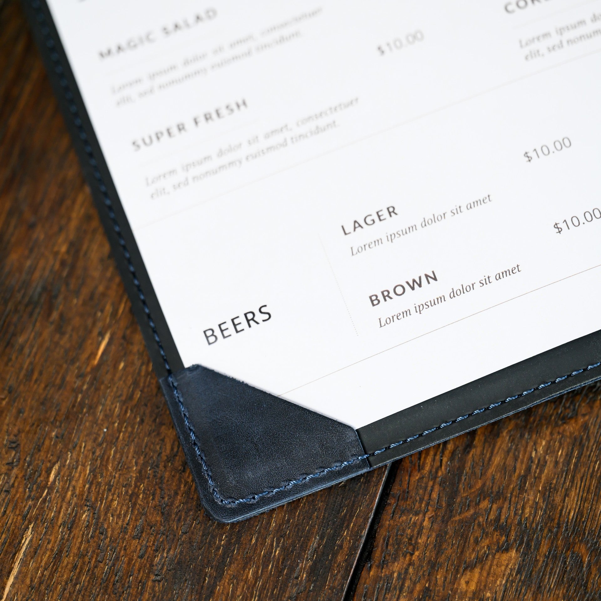 Our drink menu card folder adds a touch of class, perfect for presenting your beverages elegantly.