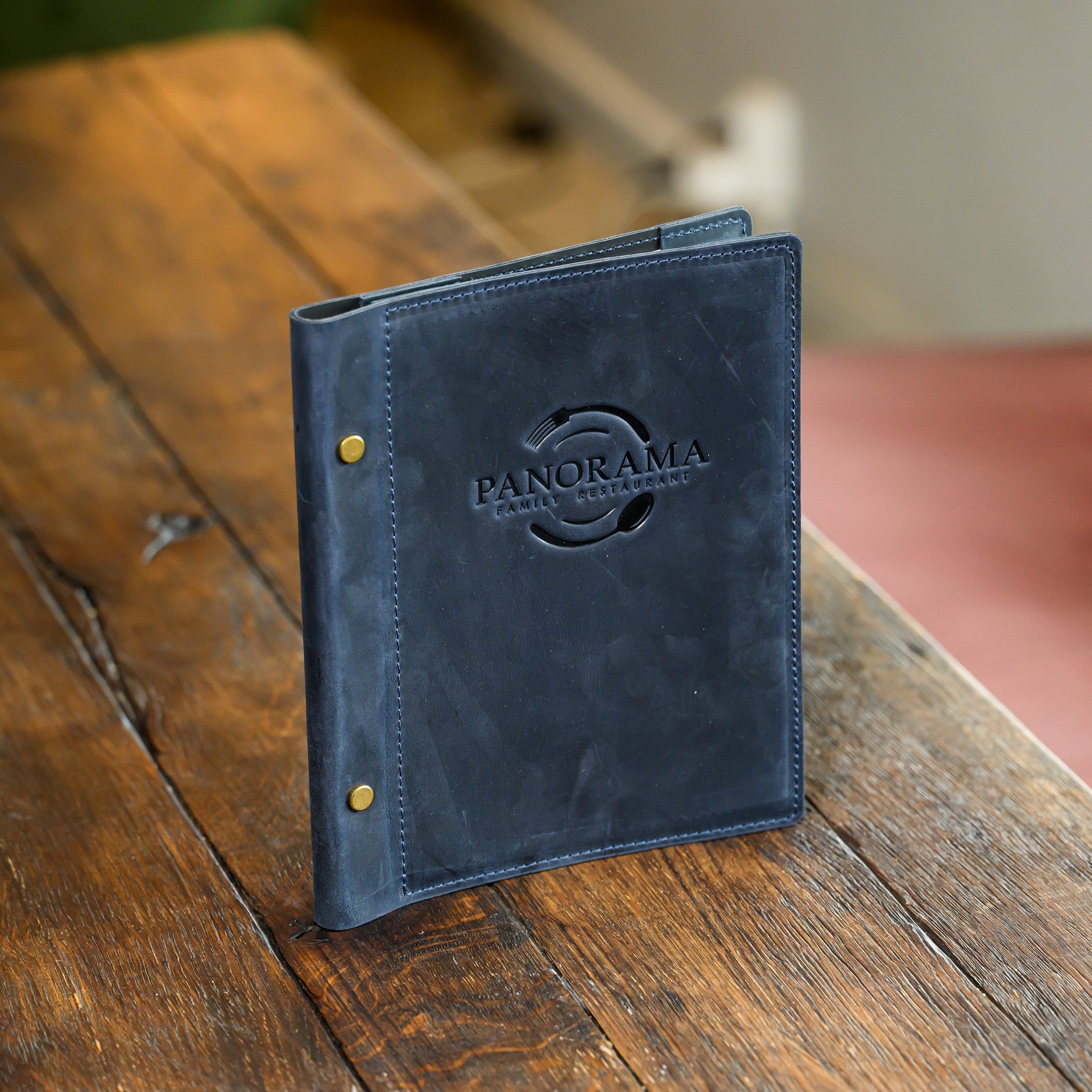 Hardcover Leather Menu Holder With Screws and Corner Fixings suitable for US Half Letter / A5 Sheets