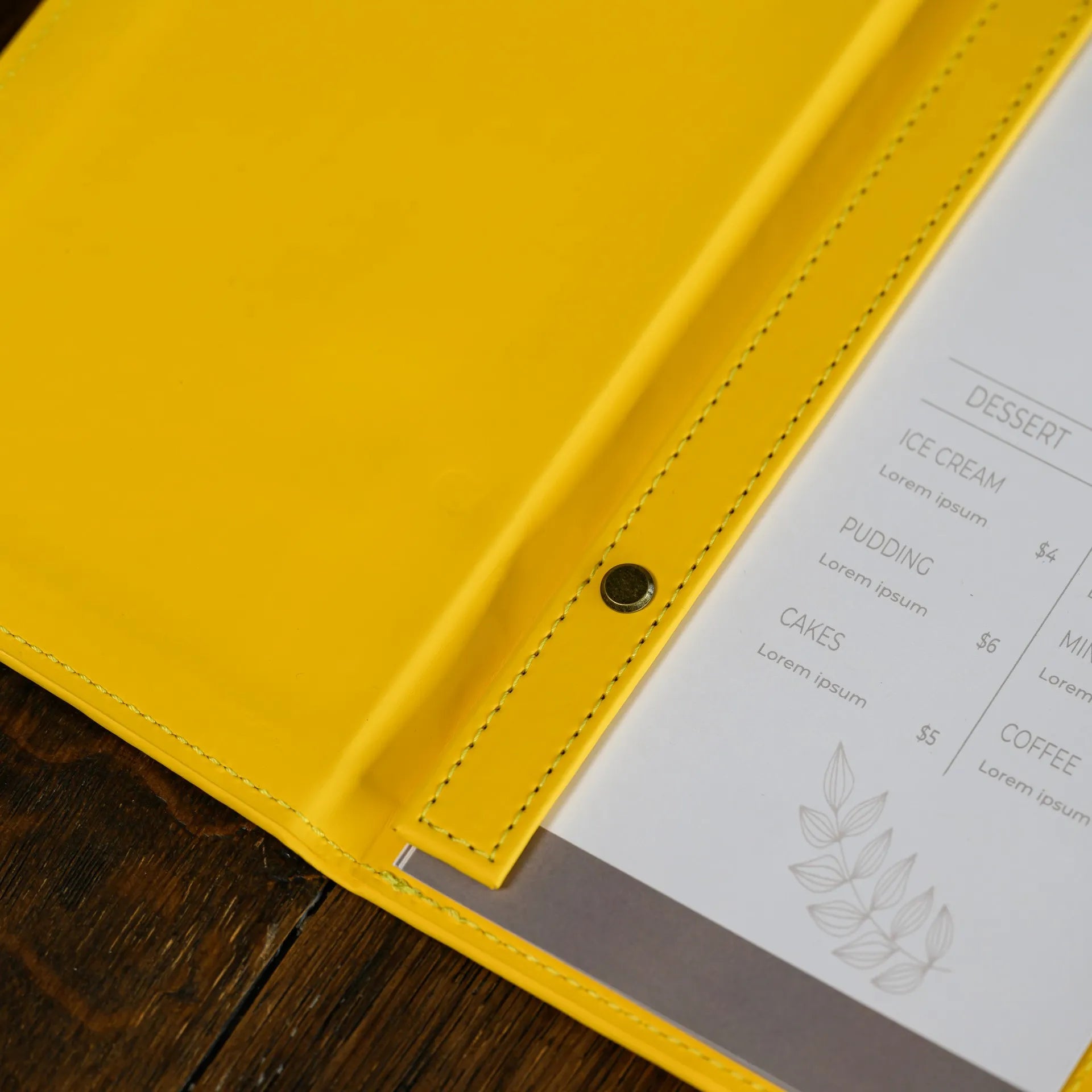 Secure Menu Folder with Fixing by Screws and Plank, ensuring menus remain organized and intact, offering a reliable solution for presenting your menu selections with professionalism.