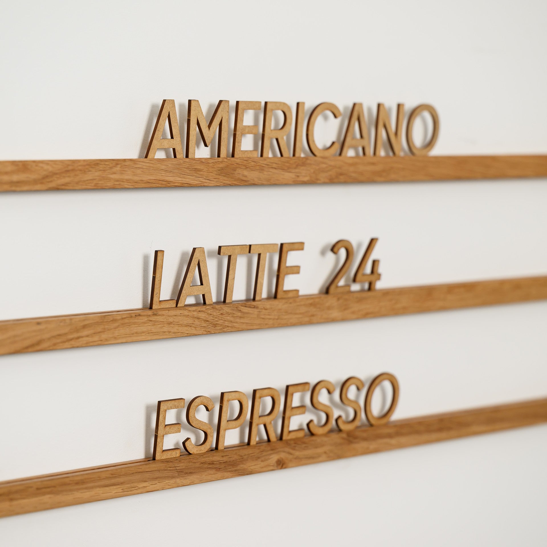 Wall Hanging Menu Board with HDF Letters and Oaken Rails