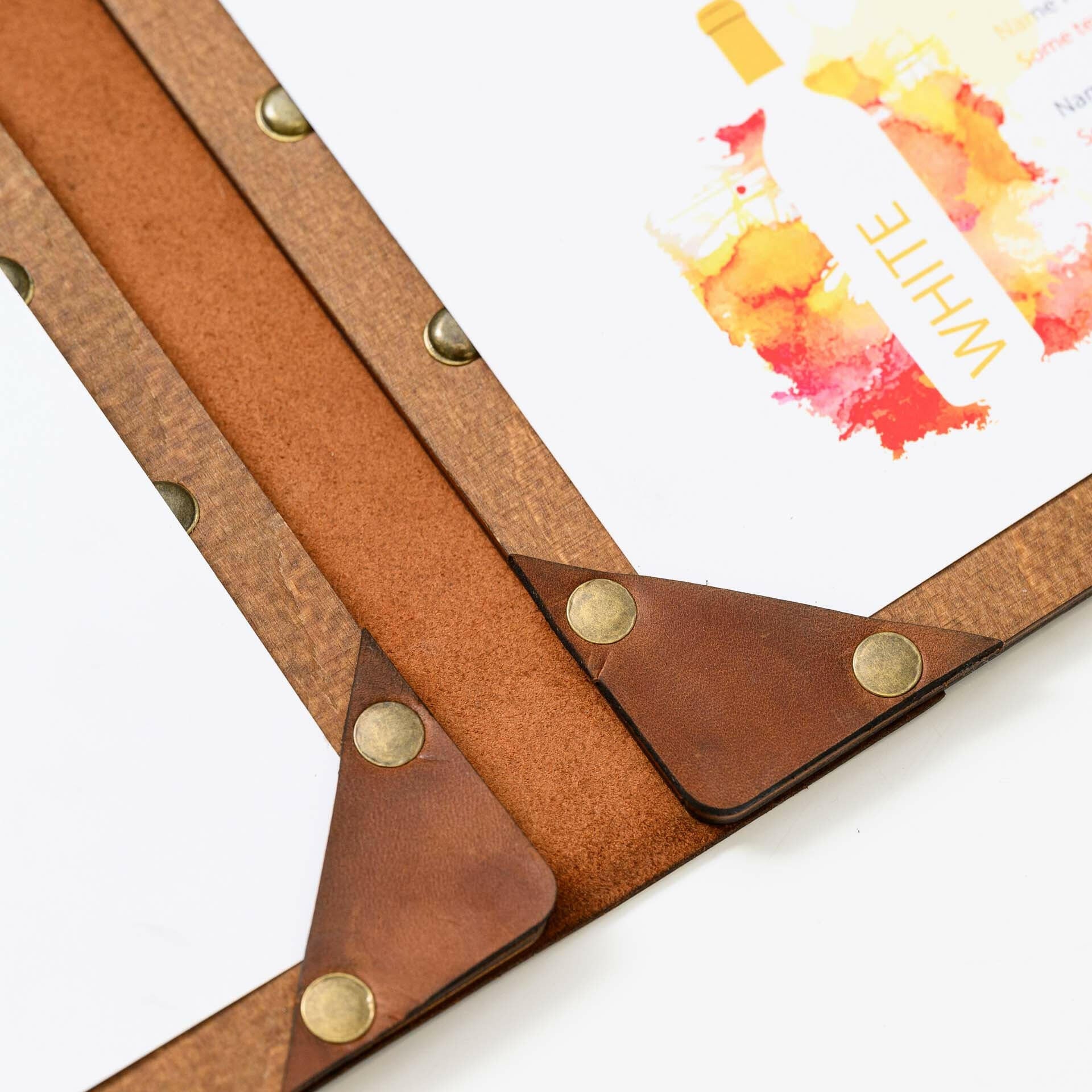 Wooden Menu Clipboard with Leather Spine (M06A4)
