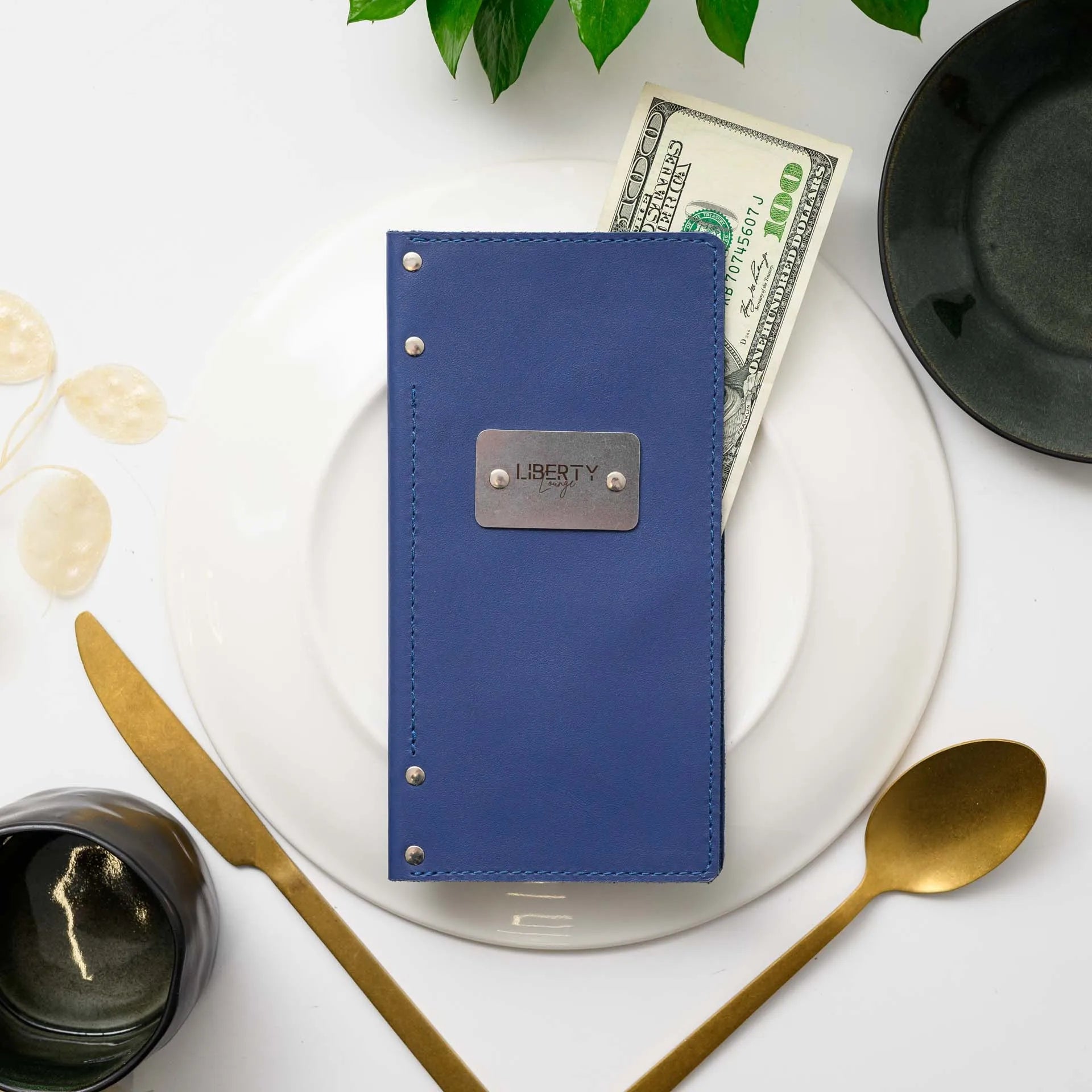 Leather bill holder: elegance meets functionality.