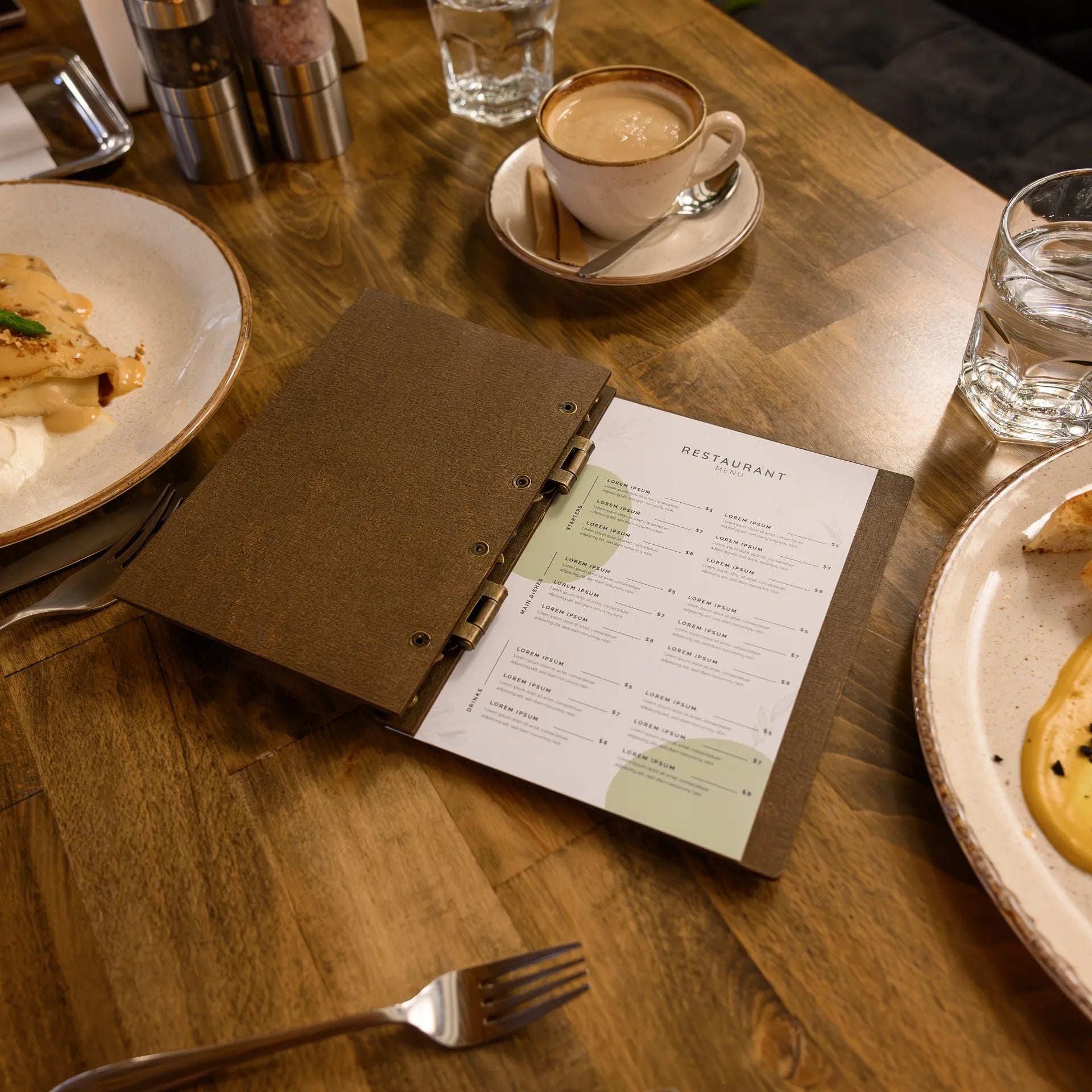 Wooden Menu Holder with Brass Hinges (M05A5)