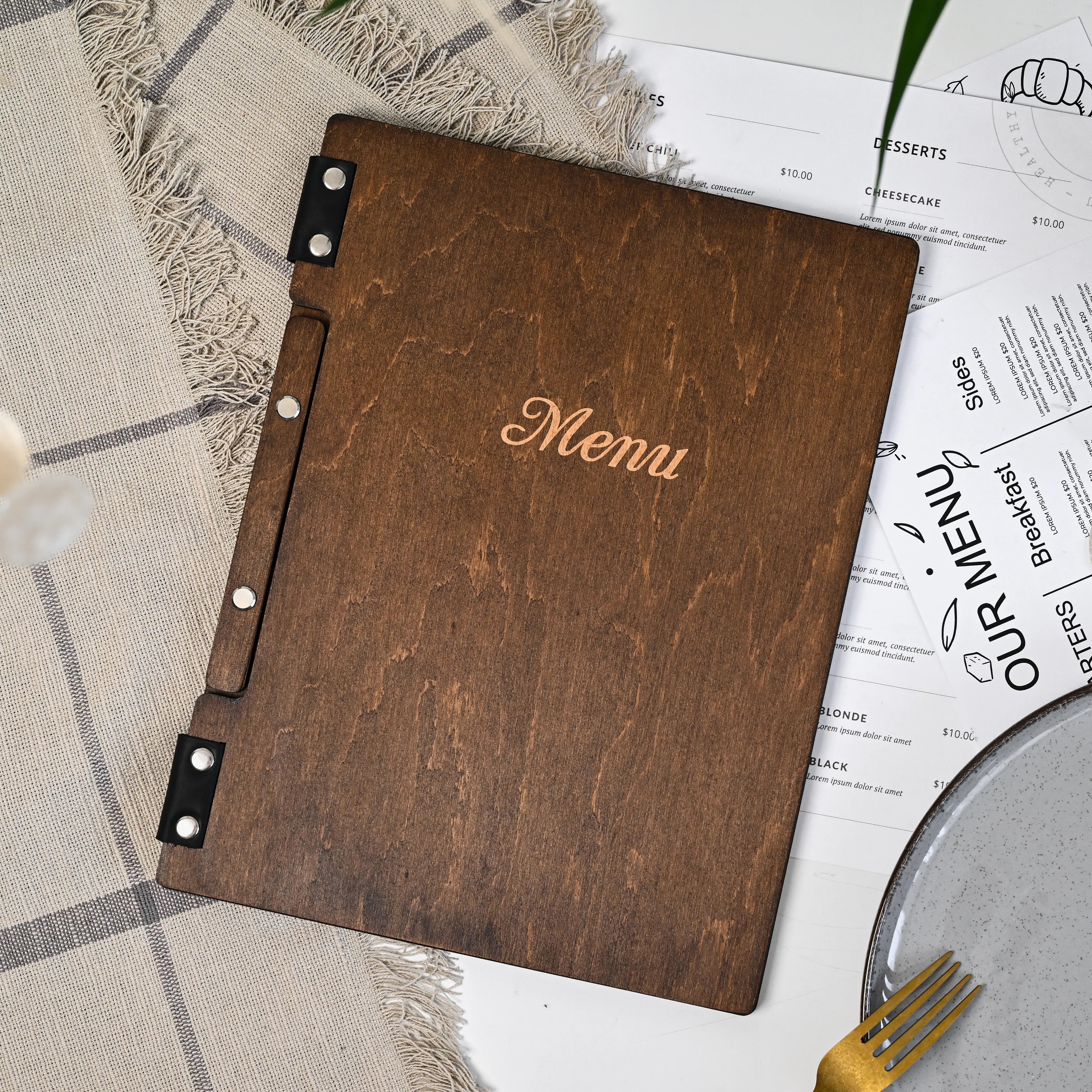 Hardcover Wooden Menu Holder (PM02A2_1)