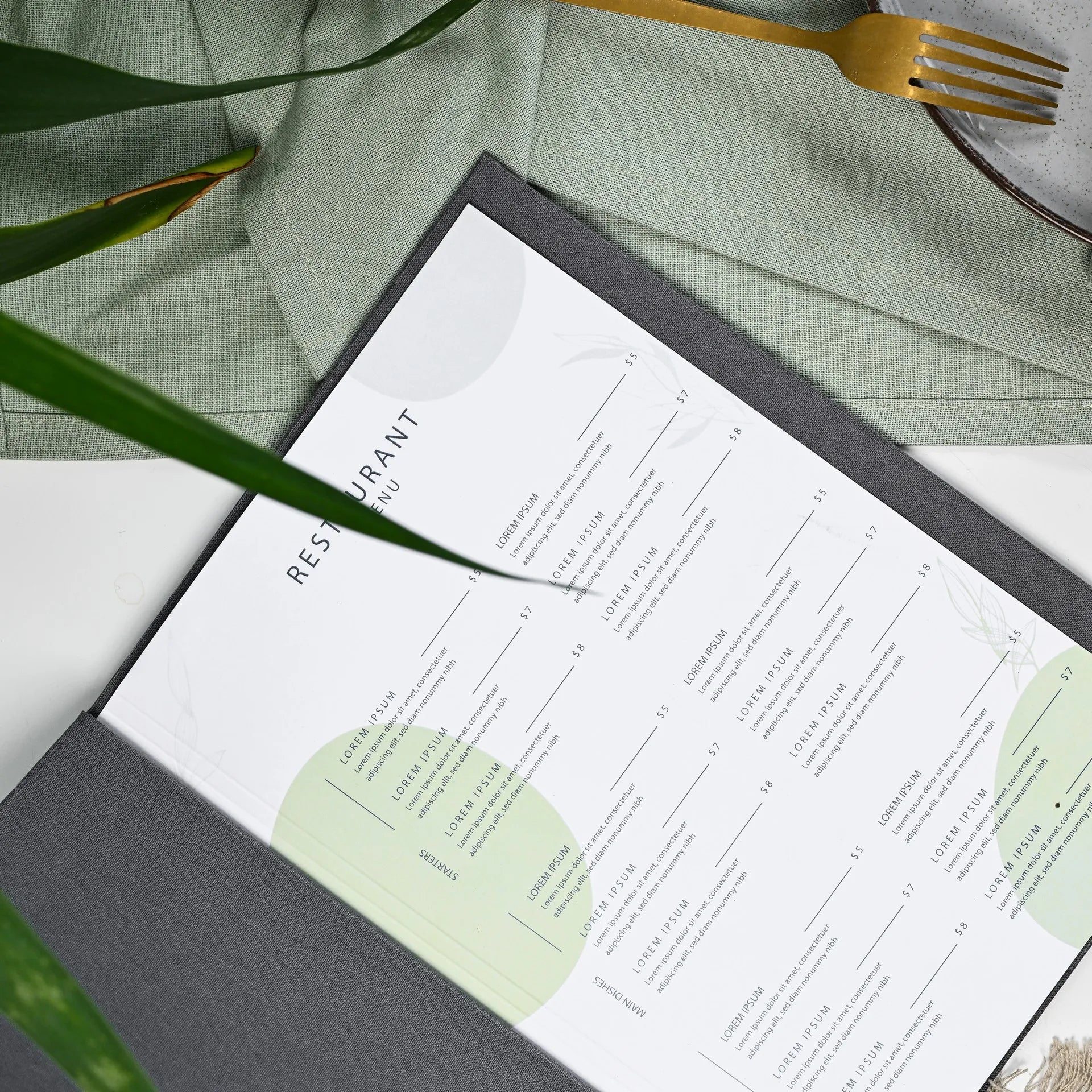 High-quality fabric drink menu folder with personalized logo, perfect for restaurants. Changeable sheets allow for quick and easy menu updates.