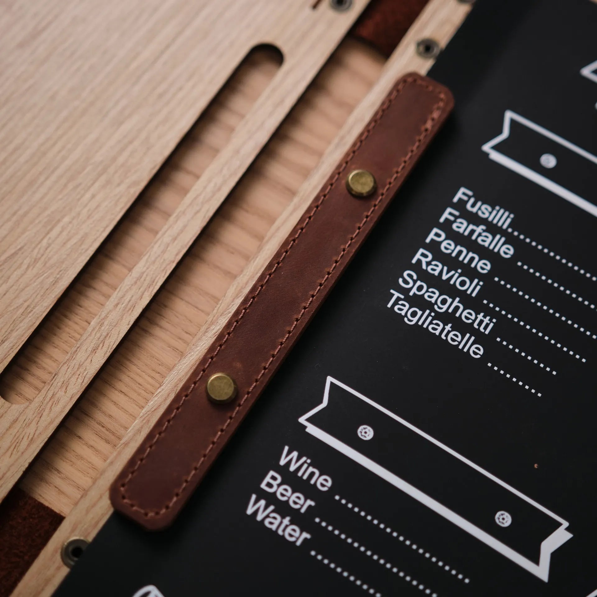 Veneered HDF Menu Hardcover Folder in Light Oak Colour