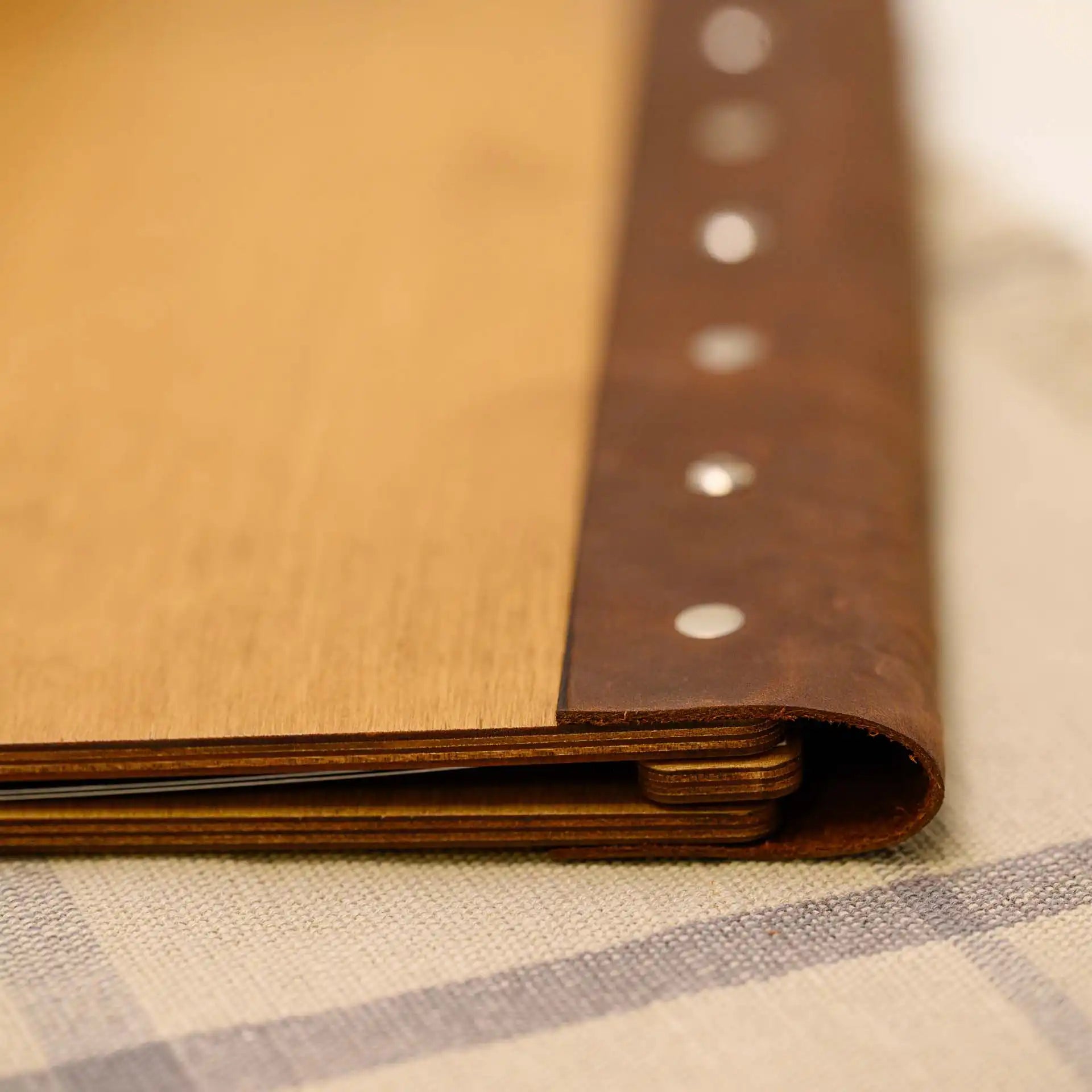 Wooden Menu Holder with Leather Spine (M03A2)