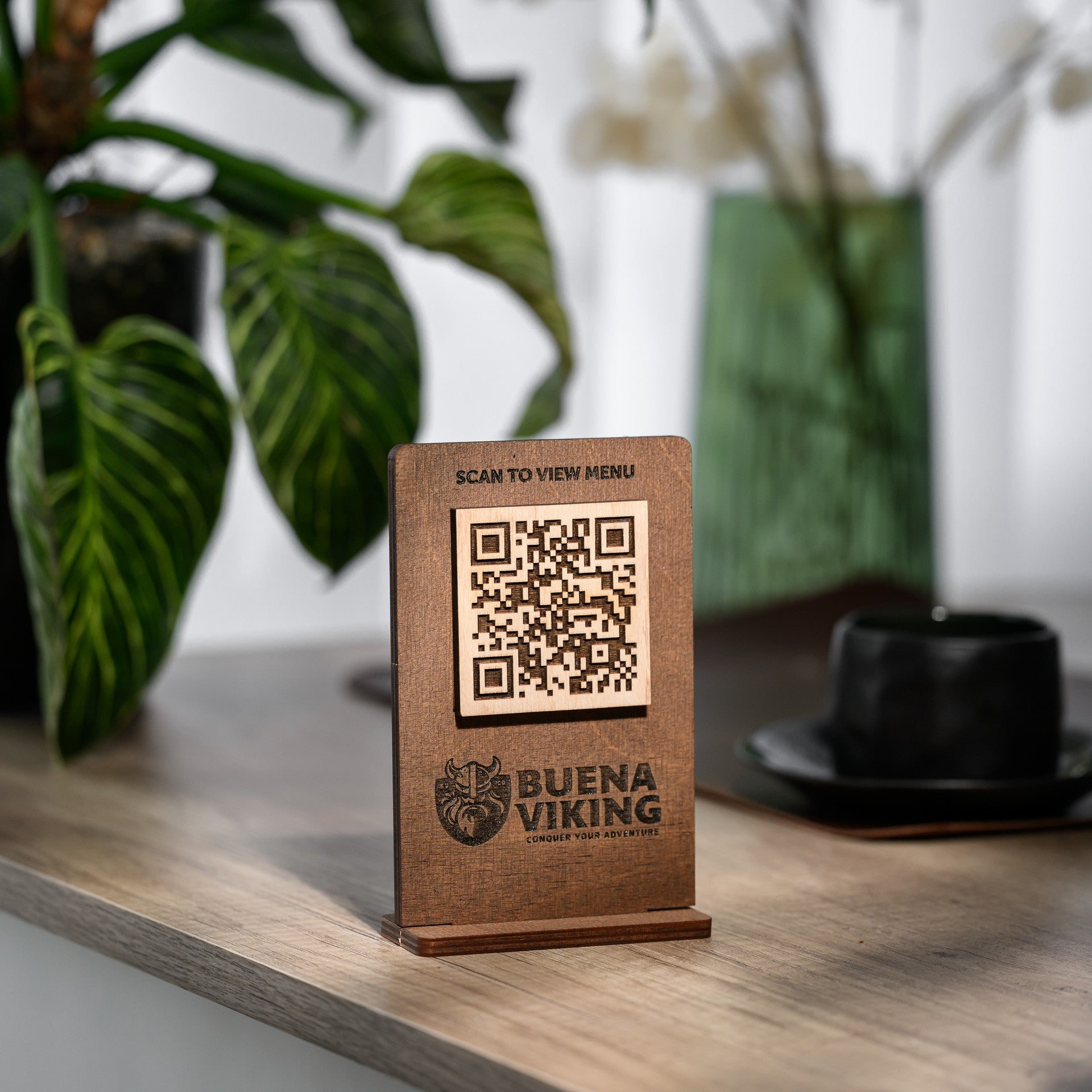 Bar Menu Display with a touchless QR code. Enhance customer experience with a scannable price list and menu.