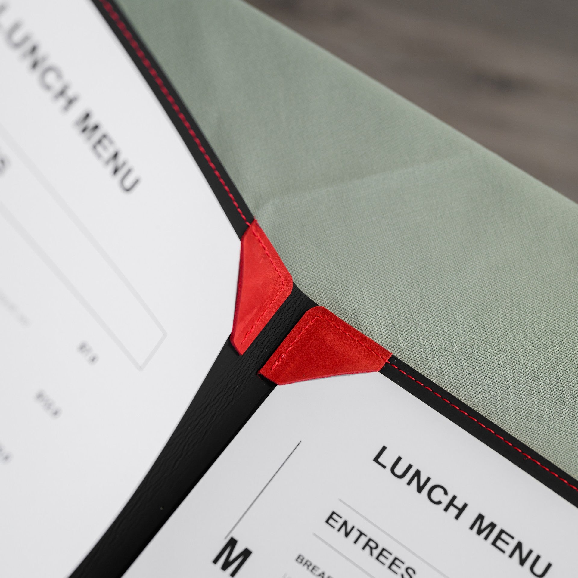 Functional Menu Cover with Corner Mountings, ensuring stability and ease of use for your menu display.