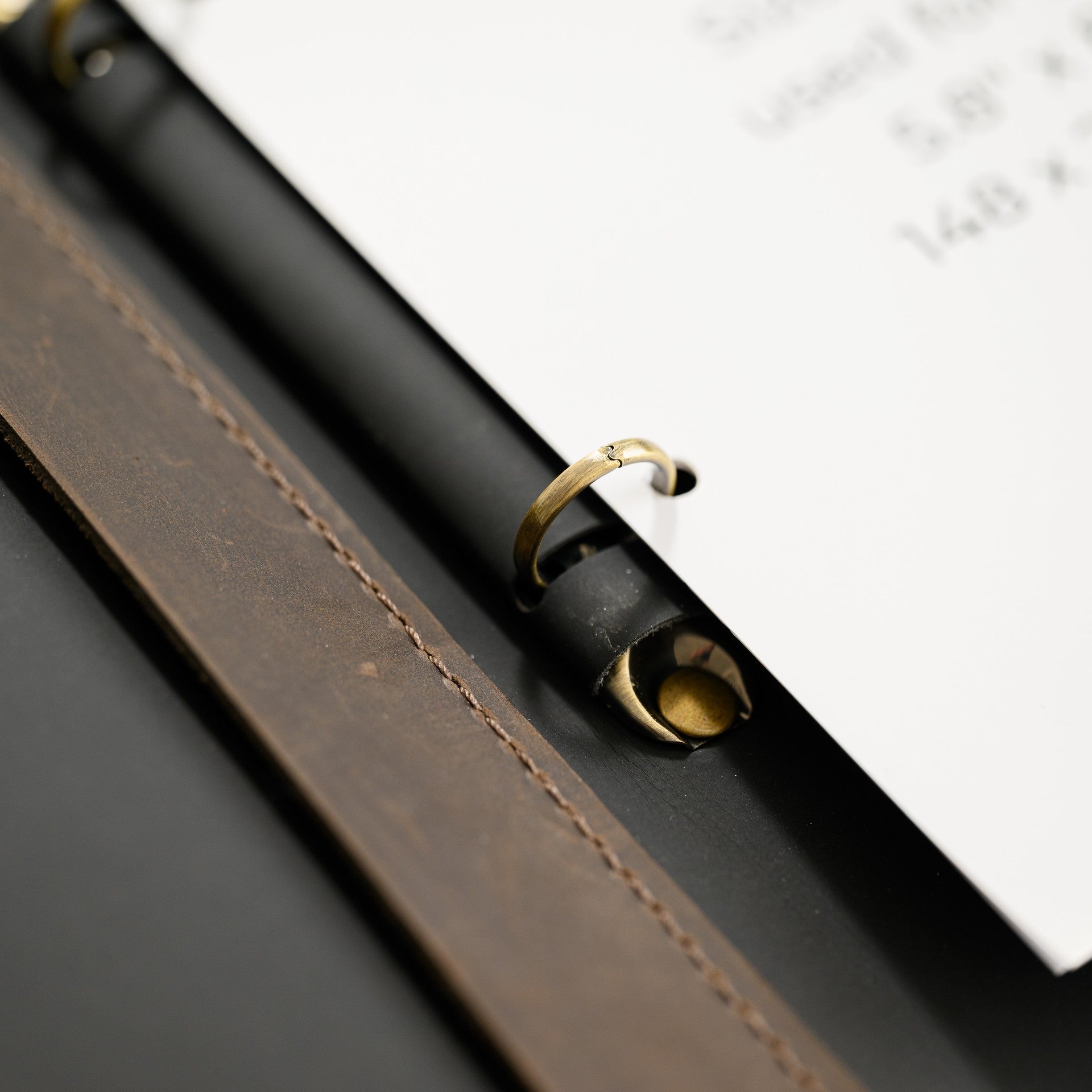 Leather Menu Folder with Brass Ring Binder and Corner Mountings suitable for US Half Letter / A5 Sheets