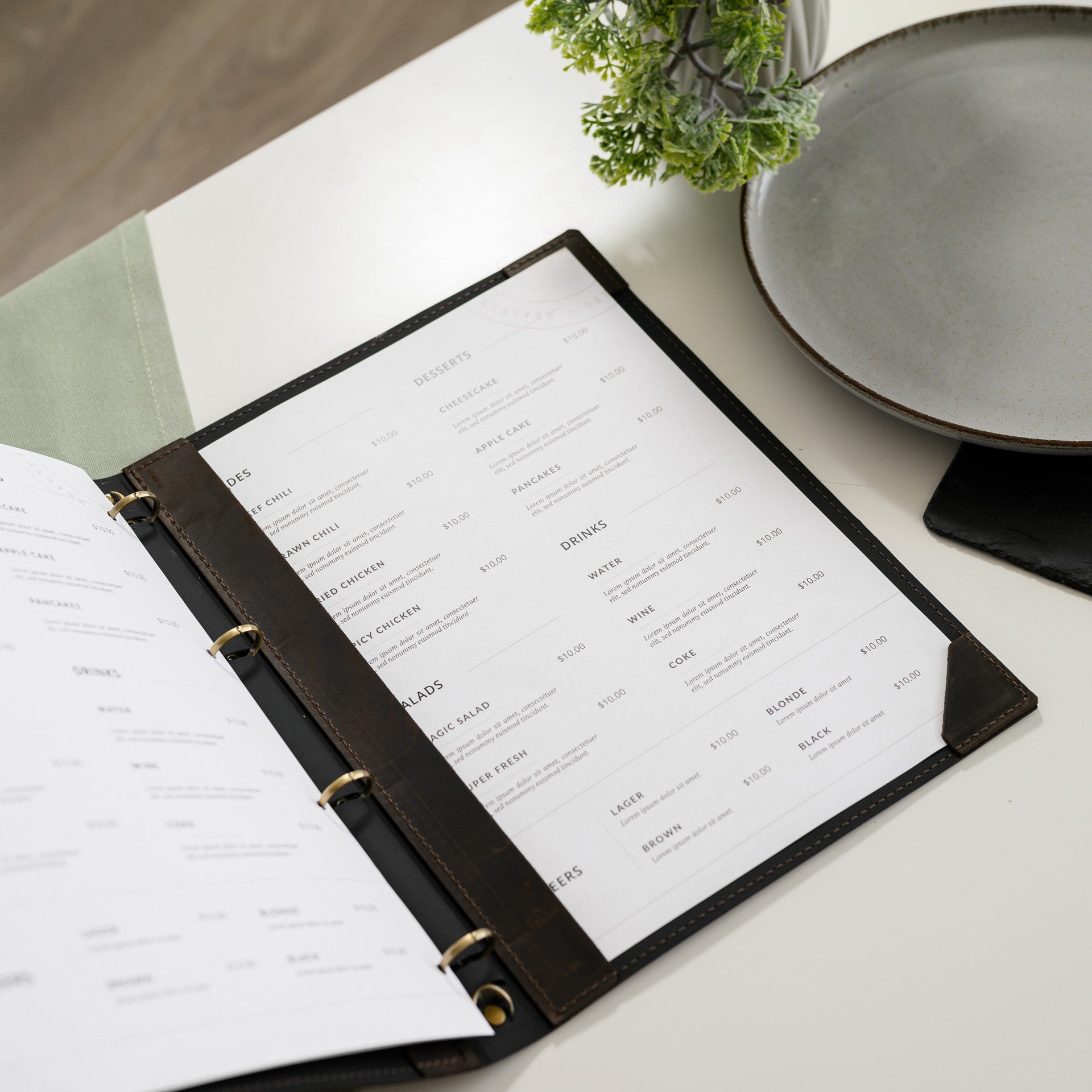 Showcase your logo in style with our logo-embossed handcrafted menu, ensuring a memorable dining experience.
