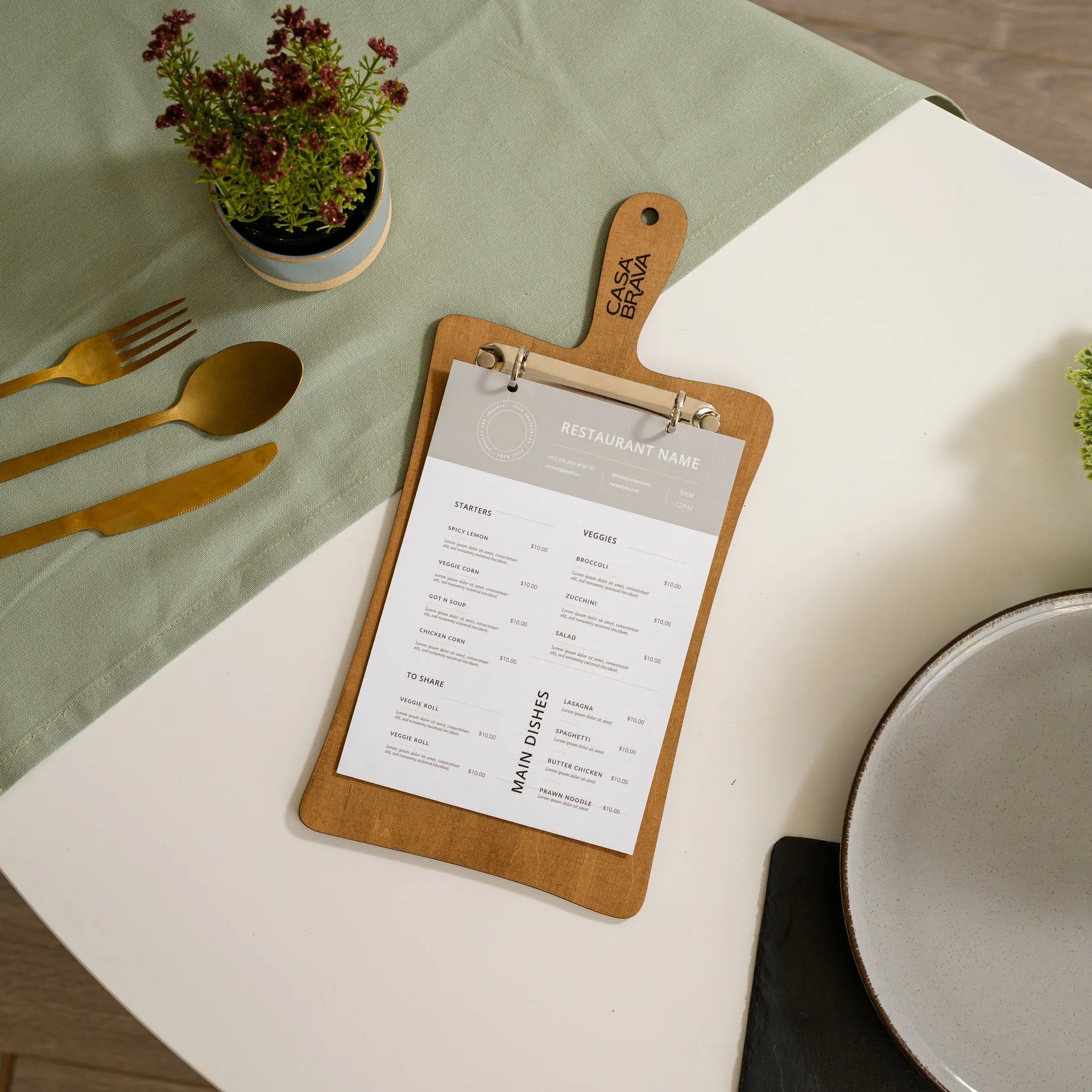 Wooden Menu Board with Ring Binder (P10A5)