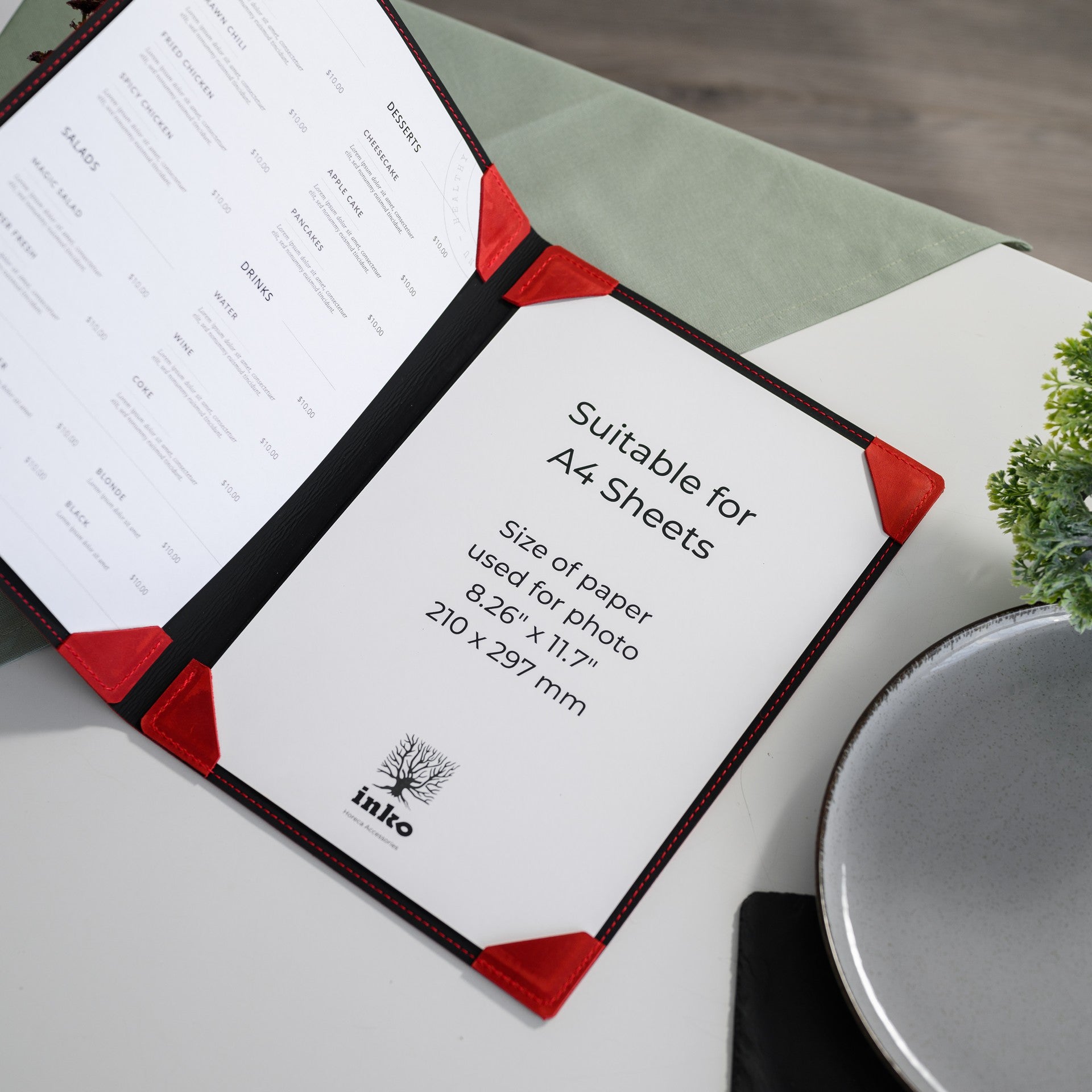 Menu Cover with Corner Mountings, ensuring both security and aesthetics, providing a sleek and functional solution for displaying your menu offerings with style and precision.